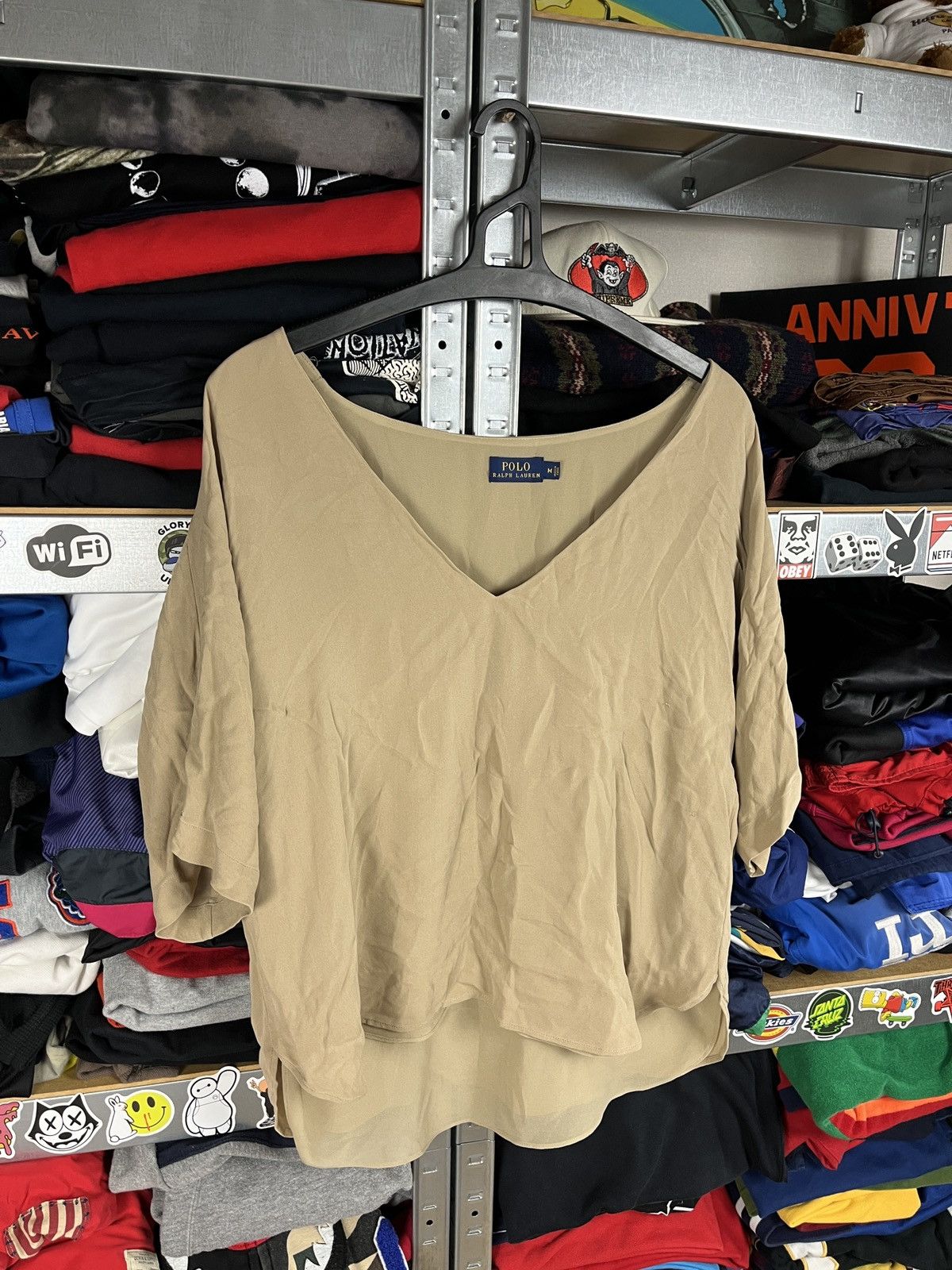 Lauren Ralph Lauren × Polo Ralph Lauren × Ralph Lauren Polo Ralph Lauren Silk Women’s Short Sleeve Blouse Shirt Top Size M / US 6-8 / IT 42-44 - 3 Thumbnail