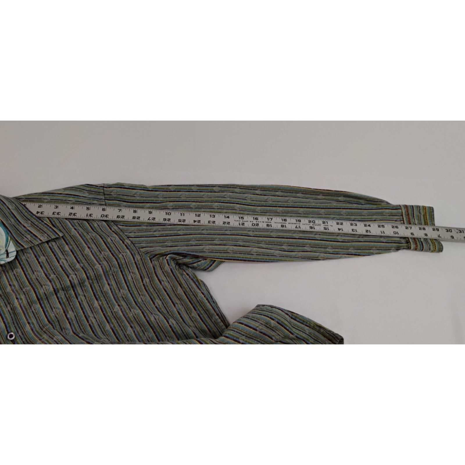 Robert Graham Robert Graham Dress Shirt Men's S Green Blue Stripes Paisley Size US S / EU 44-46 / 1 - 16 Thumbnail