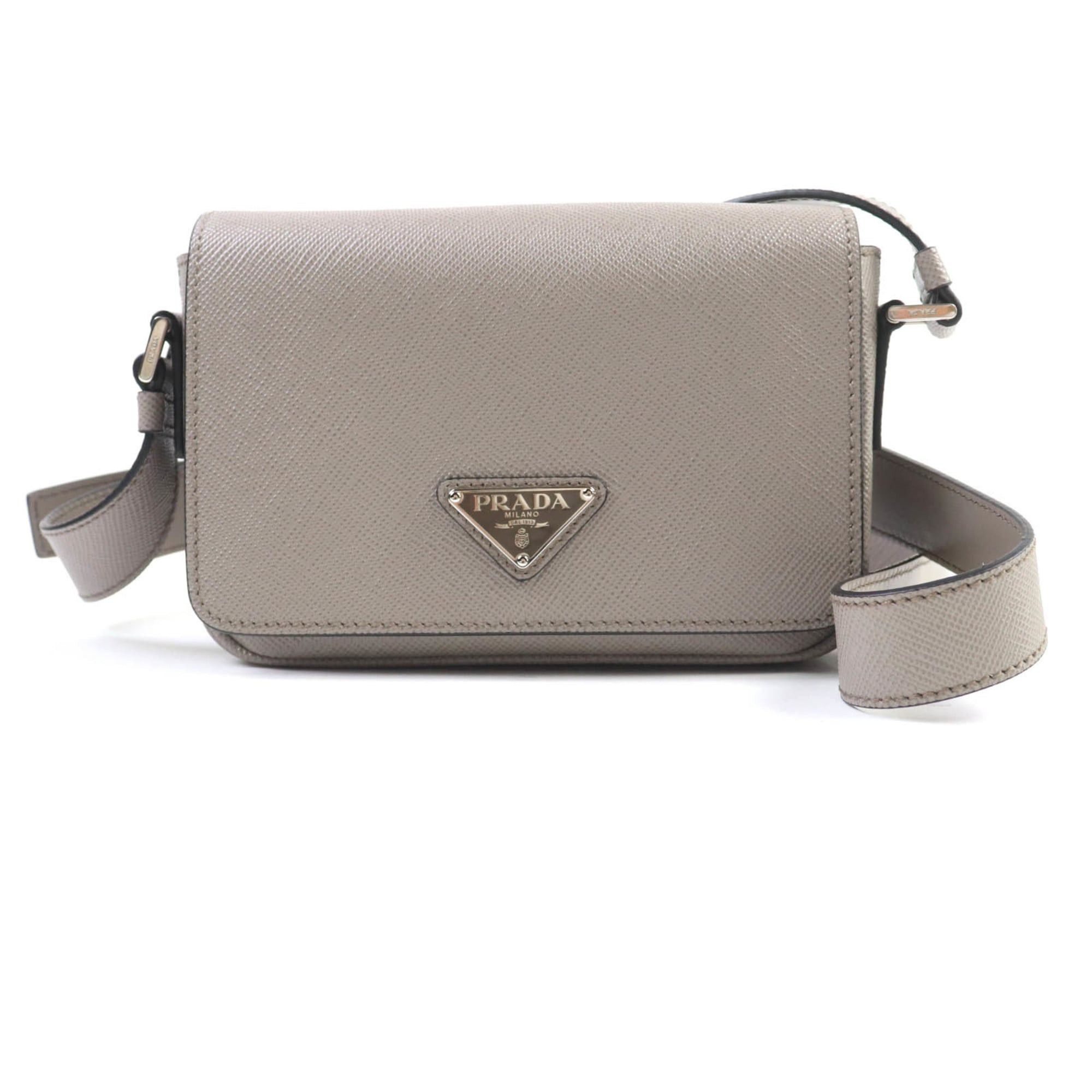 Prada PRADA 2VD065 Saffiano Leather Argilla Shoulder Bag with Triangle Logo Plate, Dust Bag, Made in Italy, Women's Size ONE SIZE - 1 Thumbnail