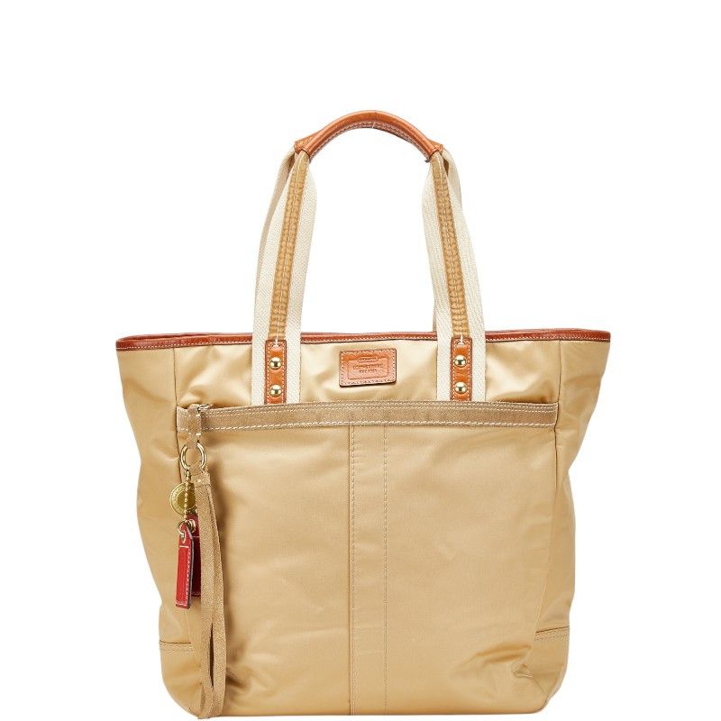 Coach Coach Nylon Leather 2Way Tote Bag C06M-10101 Leather Shoulder Bag 06M-10101 in Beige, Women's