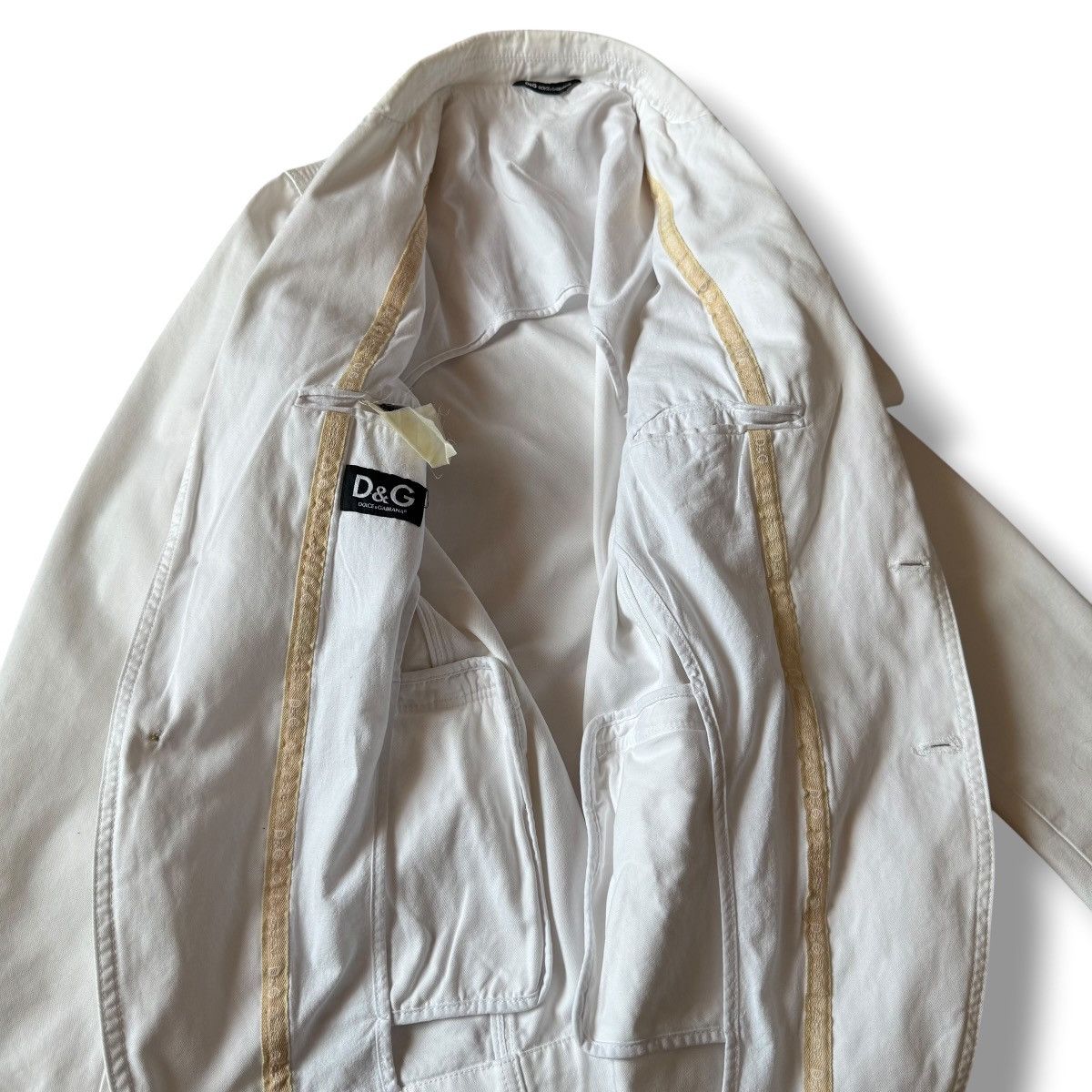 Dolce & Gabbana Dolce & Gabbana White Cotton Single Breast Coat Size 46S - 14 Thumbnail