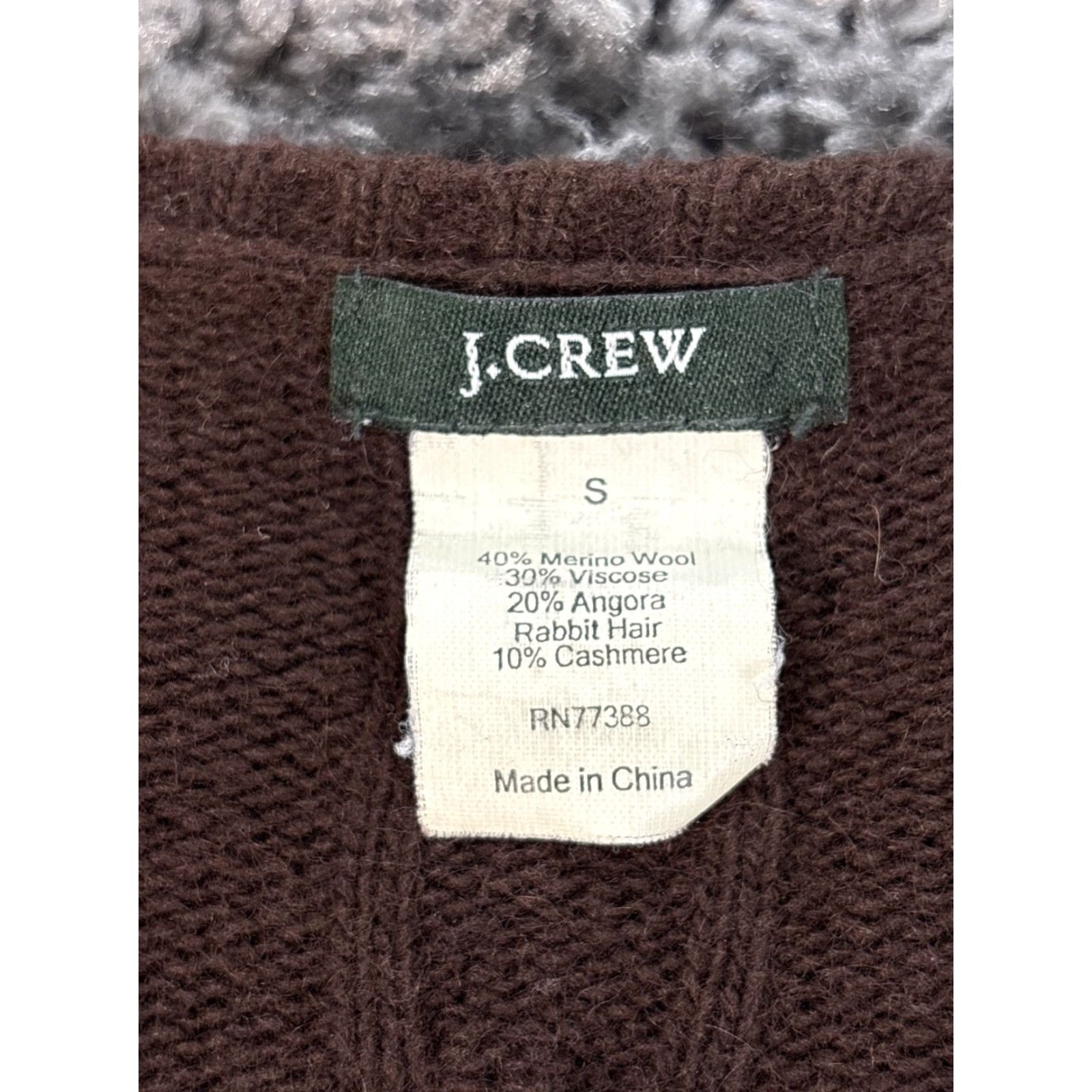 J.Crew VINTAGE J.CREW Sweater Shirt Womens Small Brown Cable-Knit Wool Cashmere Blend V-Neck Mens? Size S / US 4 / IT 40 - 2 Thumbnail