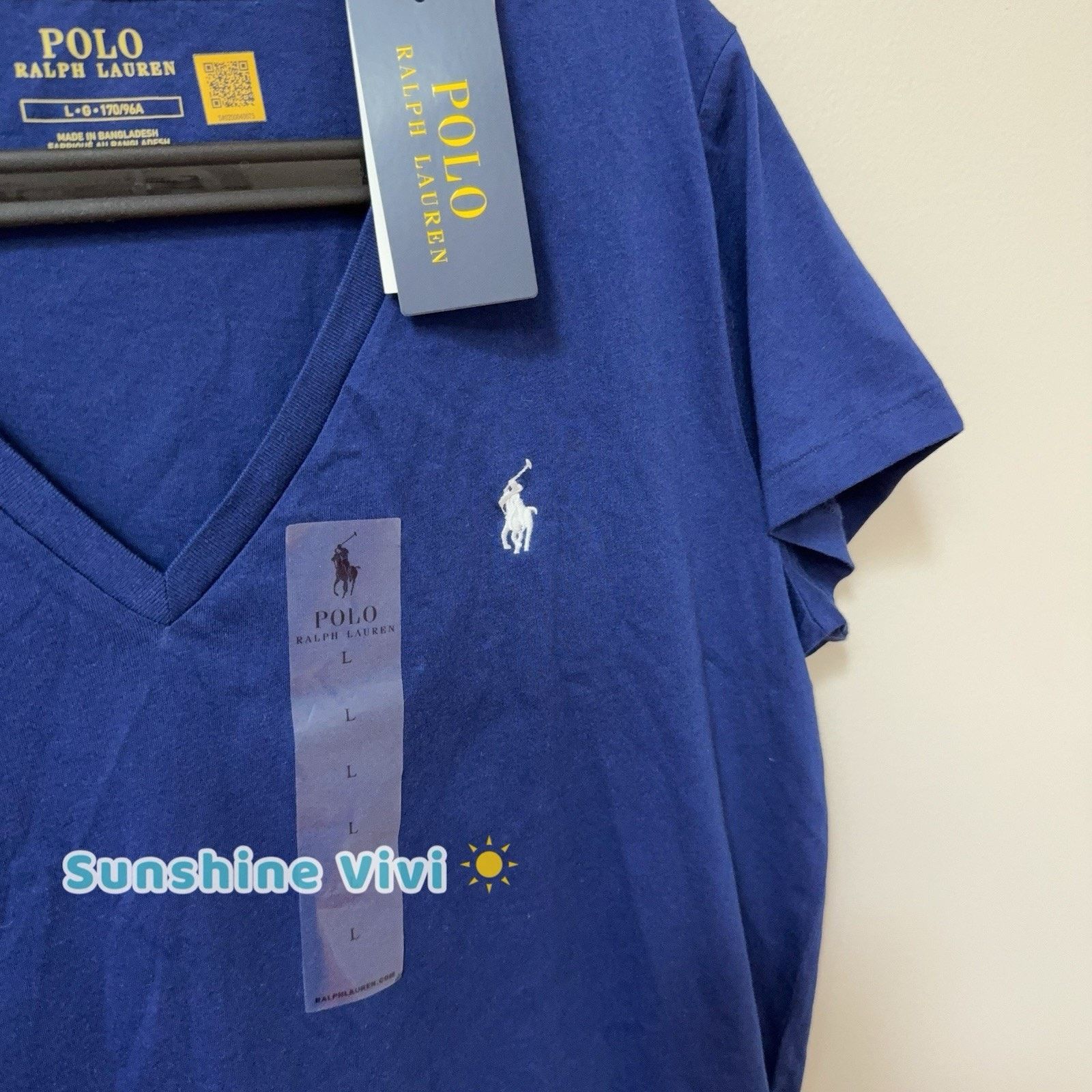 Ralph Lauren NWT Ralph Lauren Woman's Blue Cotton V Neck T Shirt Size L Size L / US 10 / IT 46 - 2 Thumbnail