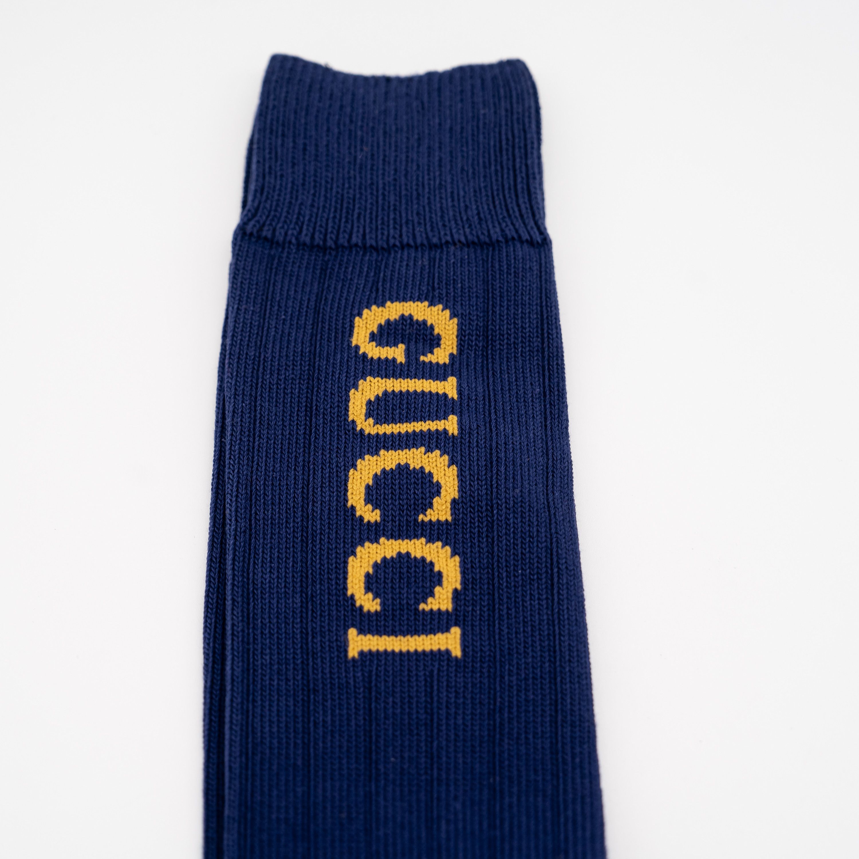 Gucci M Gucci GG Logo Cotton Blend Long Socks Navy Blue Yellow Size ONE SIZE - 2 Thumbnail