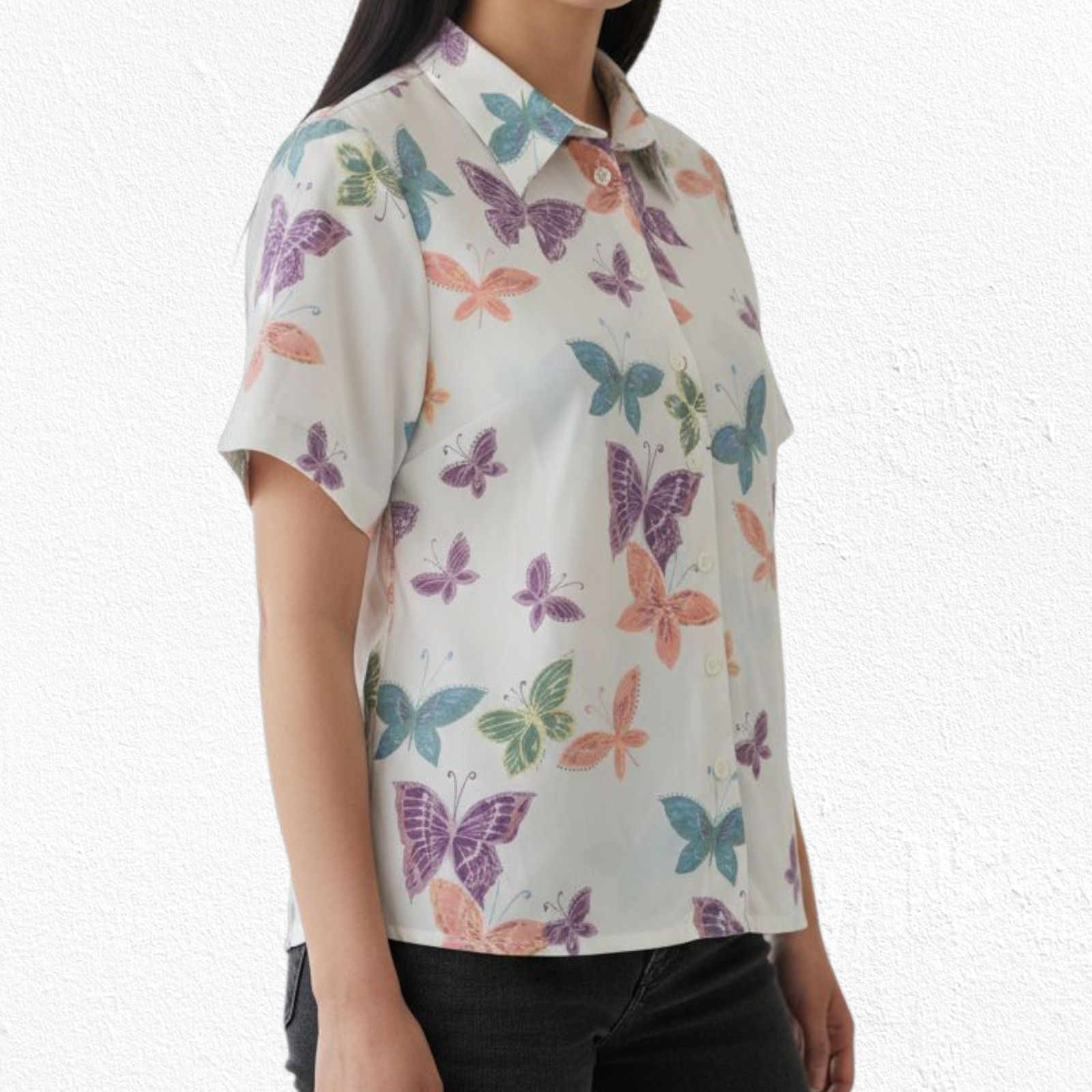 Vintage Vintage Butterfly Button Up Pastel Retro Blouse Size XSP Size XS / US 0-2 / IT 36-38 - 8 Thumbnail