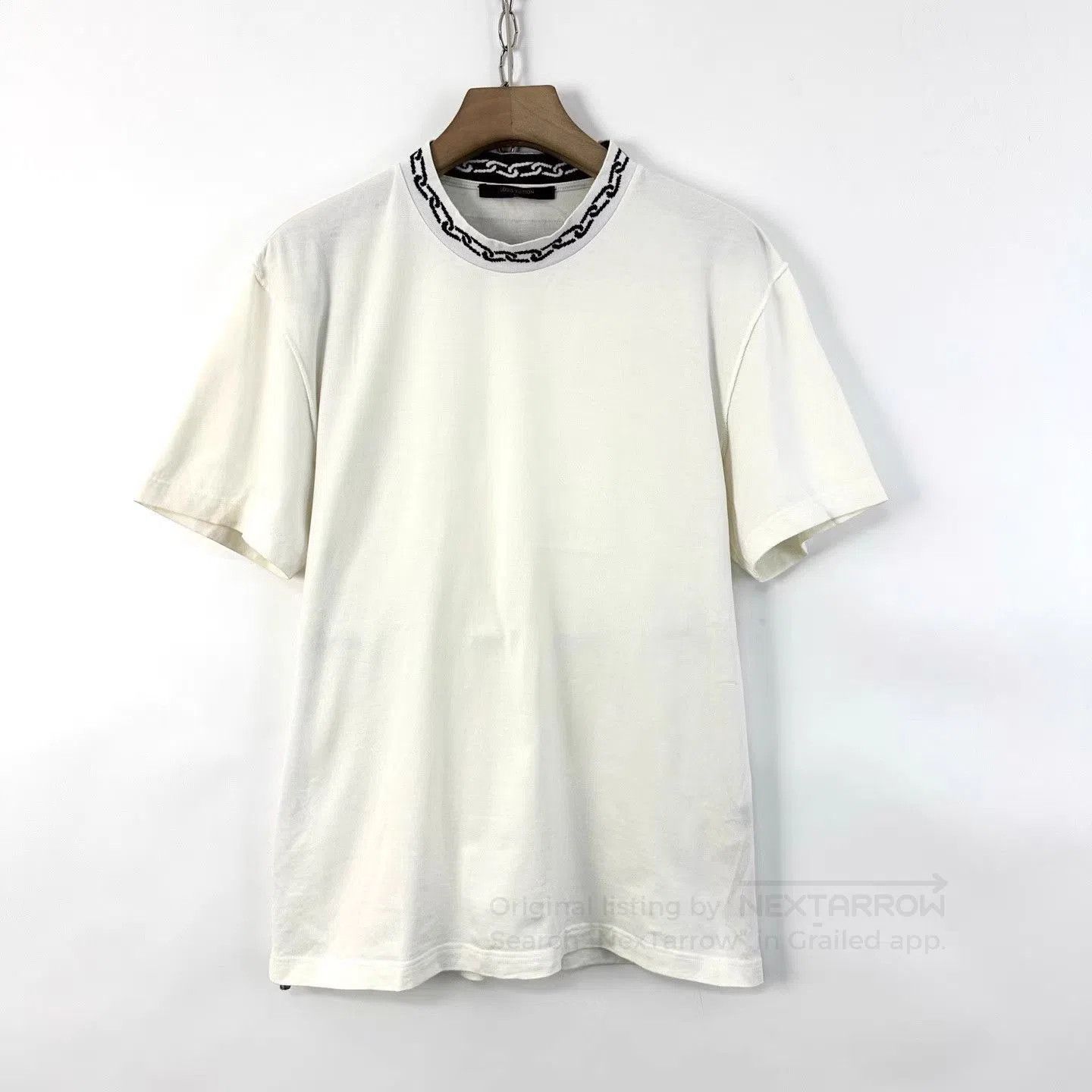 Louis Vuitton White Short Sleeve Shirt with Chain Collar Detail. Size US M / EU 48-50 / 2 - 1 Thumbnail