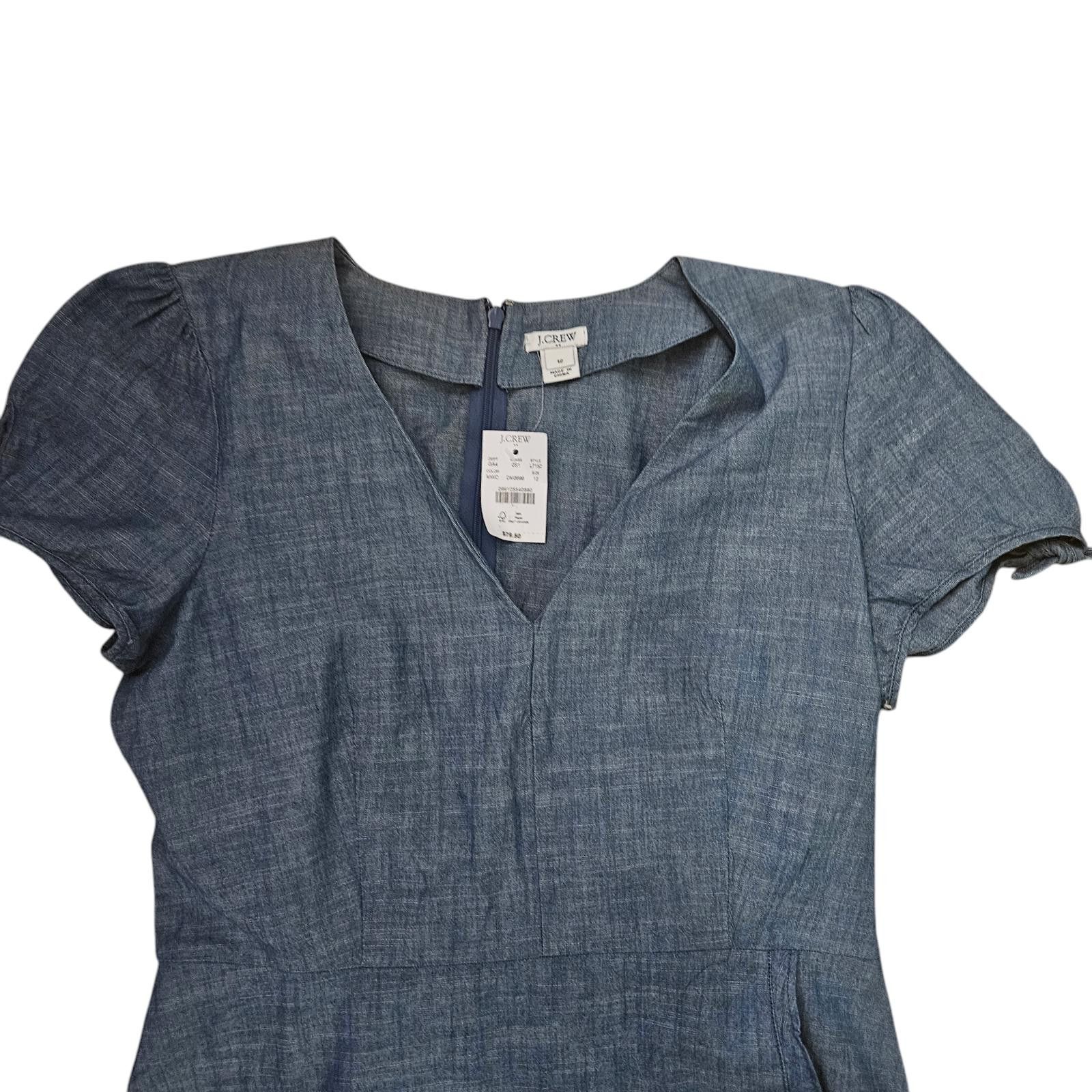 Designer J.Crew Chambray Ruffle Wrap Dress - Size 12 Size XL / US 12-14 / IT 48-50 - 4 Thumbnail