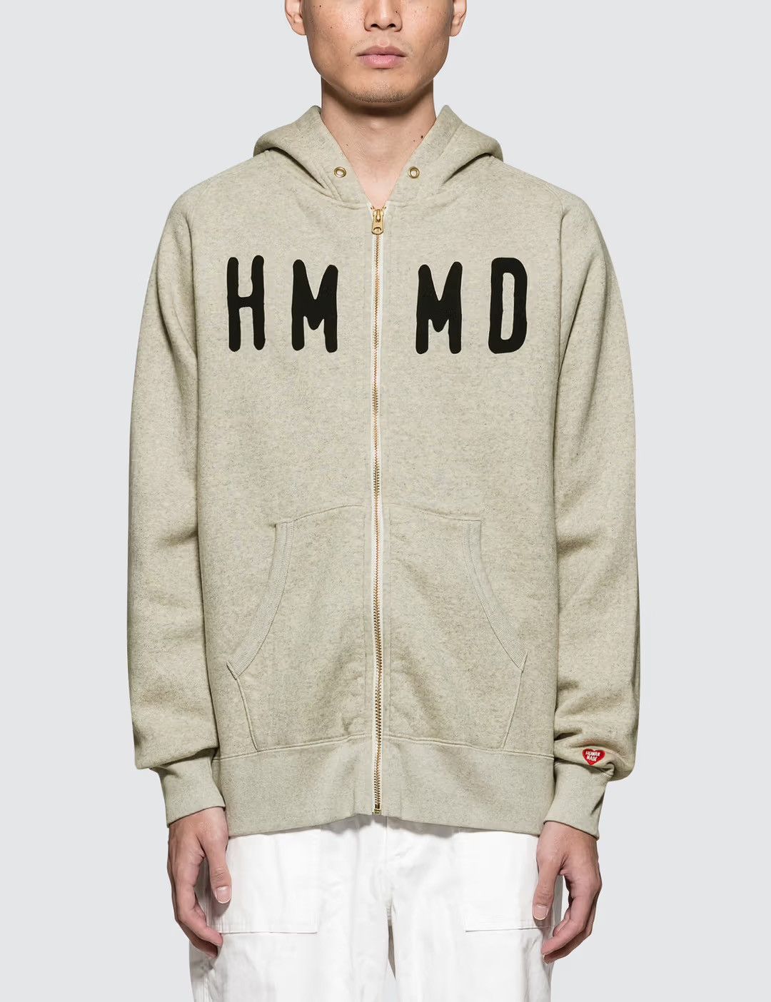 Human Made × Nigo × Vintage 2018 HM GOLD ZiP UP HOODiE SWEATSHiRT OATMEAL HEATHER GREY Size US L / EU 52-54 / 3 - 20 Thumbnail