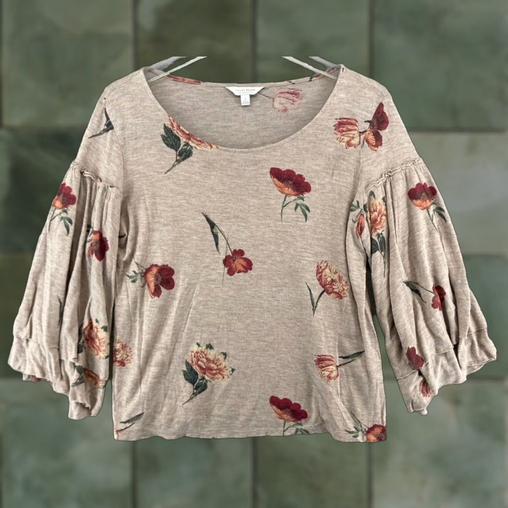 Lucky Brand Lucky Brand Blouse Women's Small Floral Relaxed Flutter Sleeve Scoop Neck XS-Colorful Multicolor Bohemian Casual Shirt Size S / US 4 / IT 40 - 1 Thumbnail