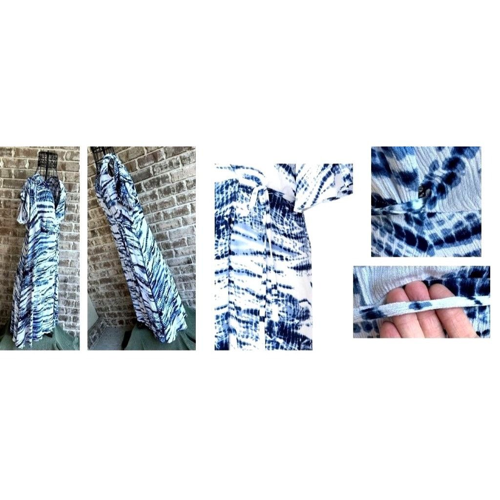 Torrid Torrid Blue Tie Dye Gauze Cold Shoulder Wrap Midi Dress 1X Size XXL / US 16-18 / IT 52-54 - 8 Thumbnail