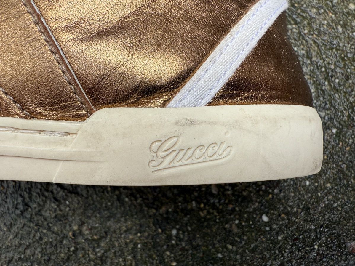 Gucci ✨Gucci✨ (212475) Bronz Metallic Soft Leather Sneakers EU-38 Size US 8 / IT 38 - 9 Thumbnail