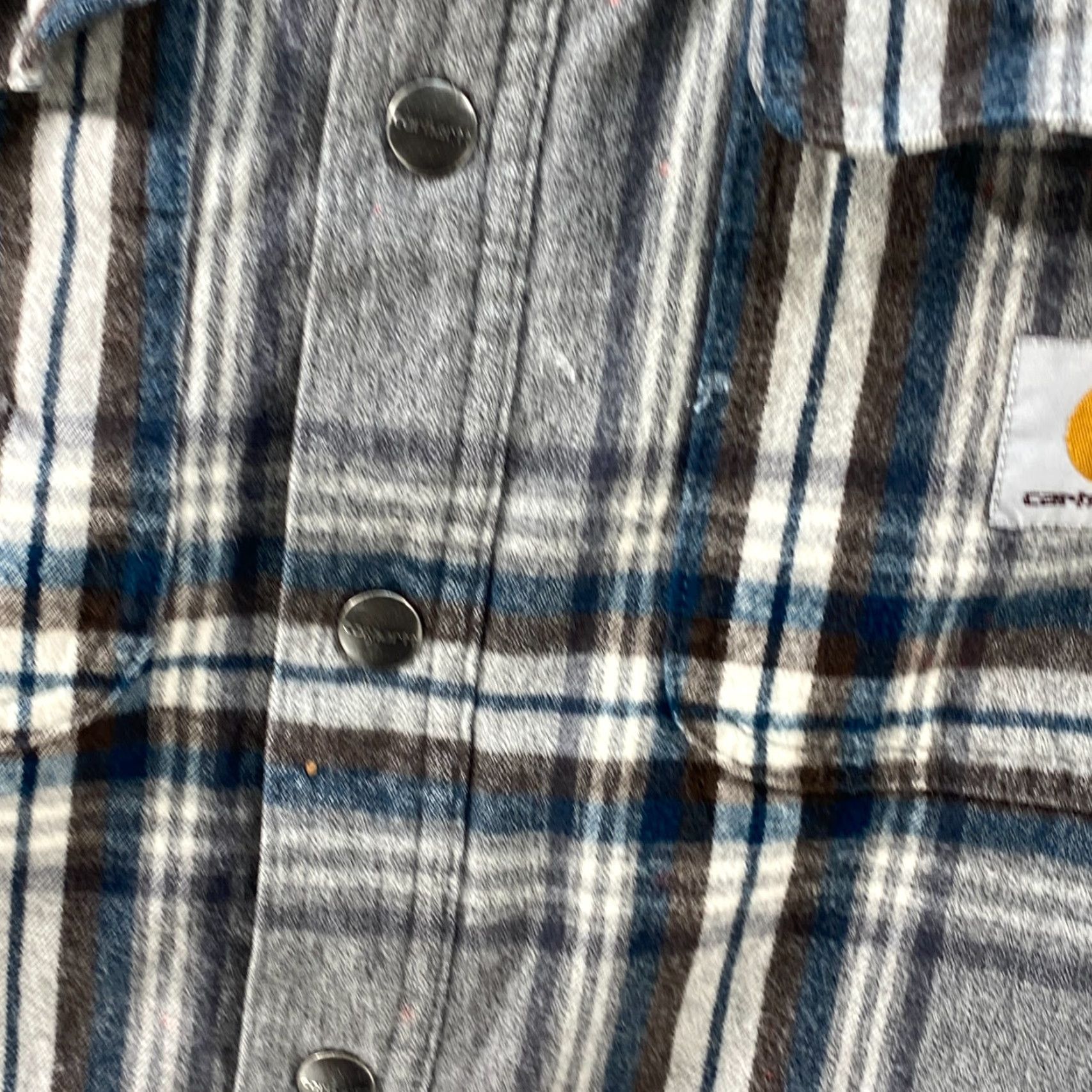 Carhartt VINTAGE Carhartt Shirt Jacket Mens S Gray Plaid Flannel Sherpa Lined Button Snap - Outdoor, Workwear, Casual Mens Size US S / EU 44-46 / 1 - 7 Thumbnail