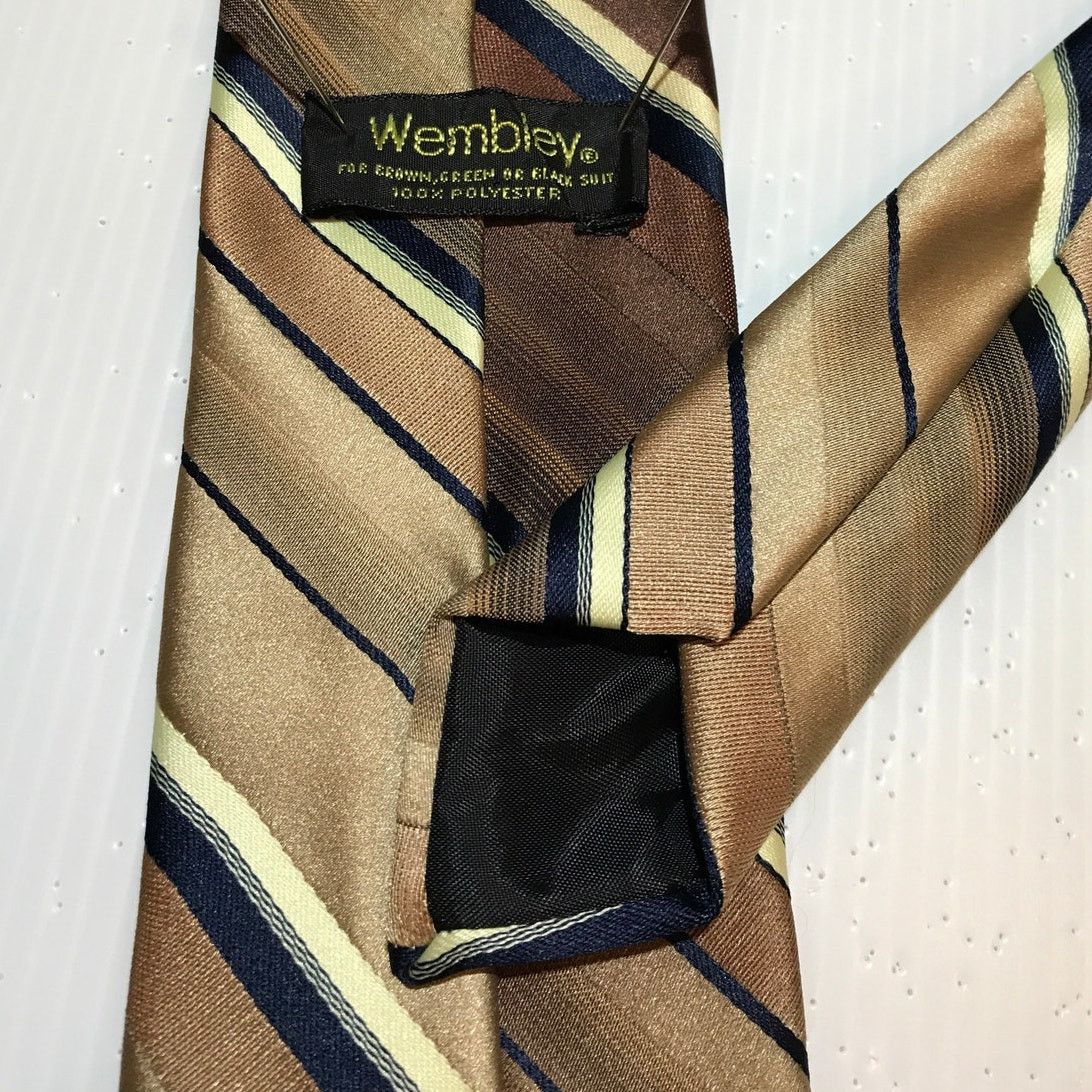 Other Wembley Brown Striped Short Skinny Men Necktie Size ONE SIZE - 4 Thumbnail