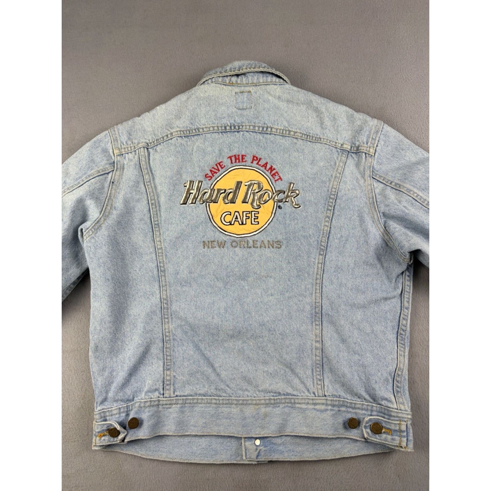 Lee VINTAGE Lee Denim Jacket Men’s M Blue 90s New Orleans Hard Rock Cafe Embroidered Bomber USA Button Size US M / EU 48-50 / 2 - 5 Thumbnail