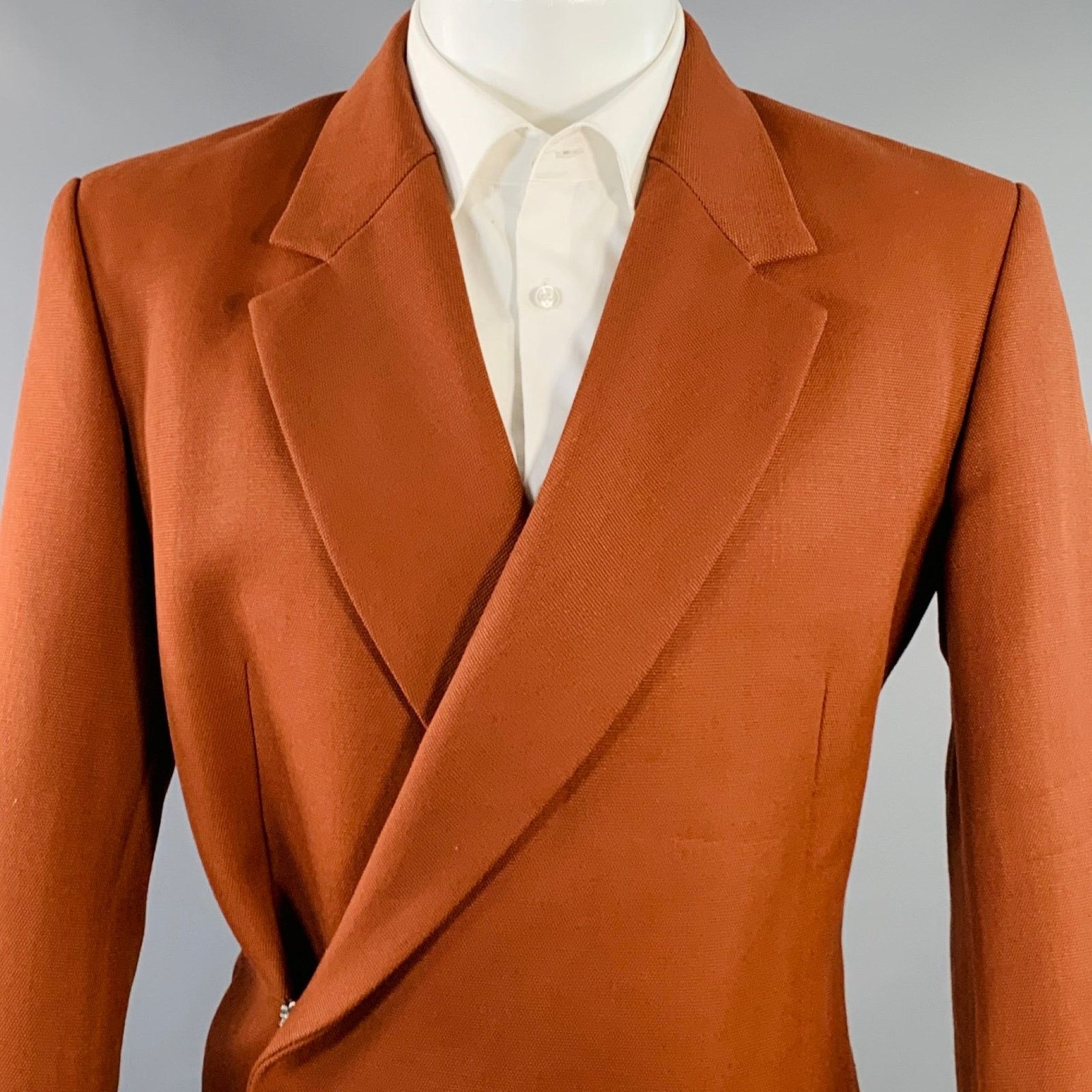 Egon Lab EGONLAB Rust Brown Wool Hook Eye Notch Lapel Sport Coat Size 40R - 2 Thumbnail