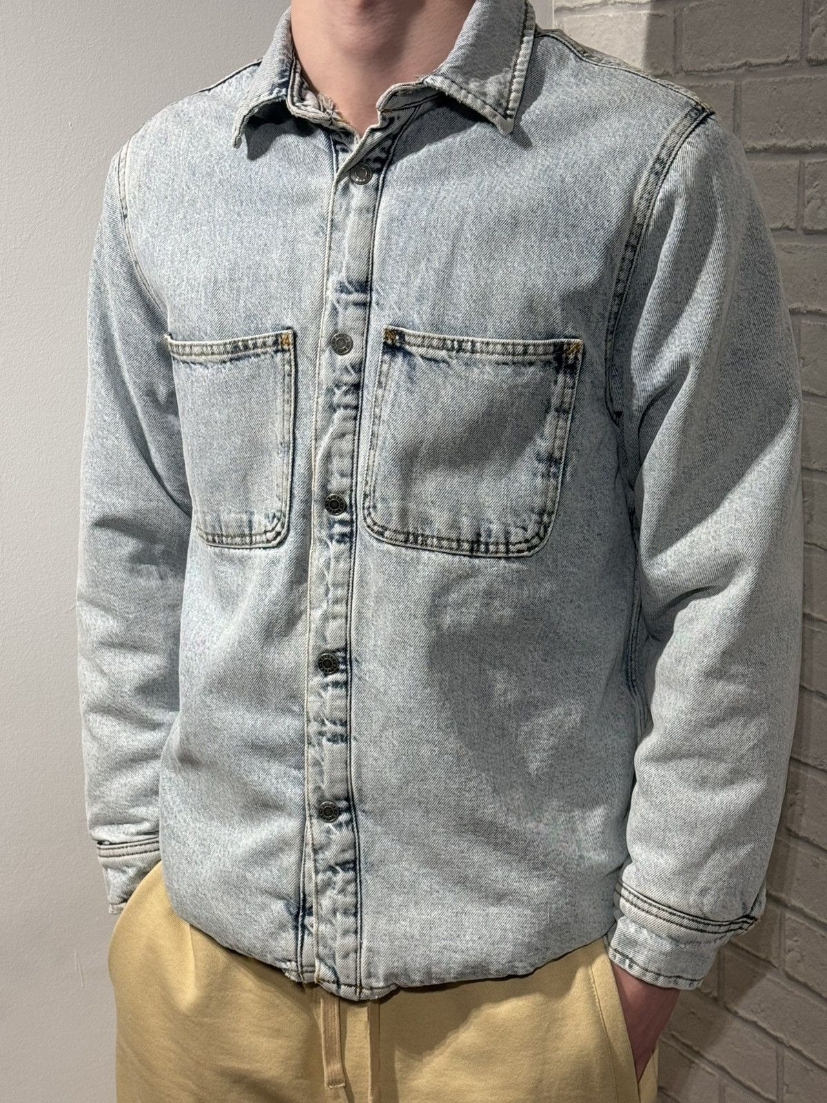 Stussy Stussy Sherpa Lined Denim Shirt 'Stone Washed' Size US S / EU 44-46 / 1 - 13 Thumbnail