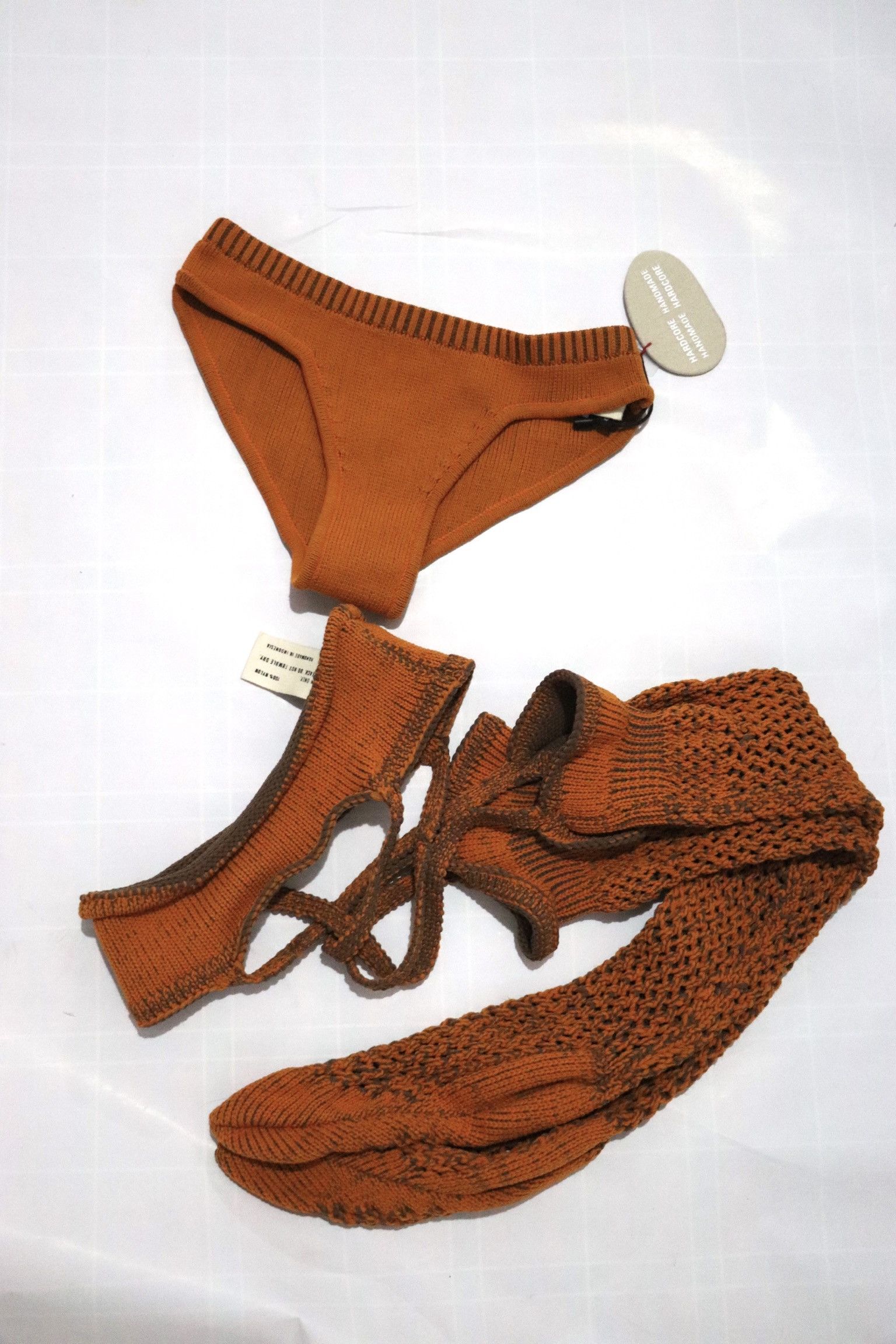 ISA BOULDER Isa Boulder Orange Knit Leggings and Briefs Set Size 27" / US 4 / IT 40 - 4 Thumbnail
