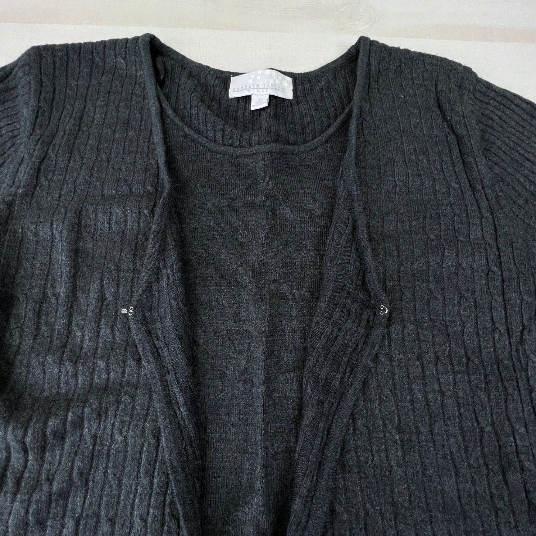Vintage Carolyn Taylor Women's 2X Gray Pullover Sweater Long Sleeve Acrylic Knit Size XXL / US 16-18 / IT 52-54 - 6 Thumbnail
