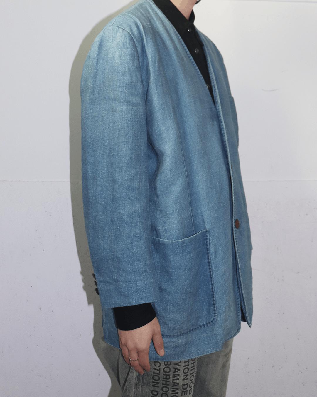 Giorgio Armani Armani Jeans 90s Linen Jacket Blue Size US L / EU 52-54 / 3 - 4 Thumbnail