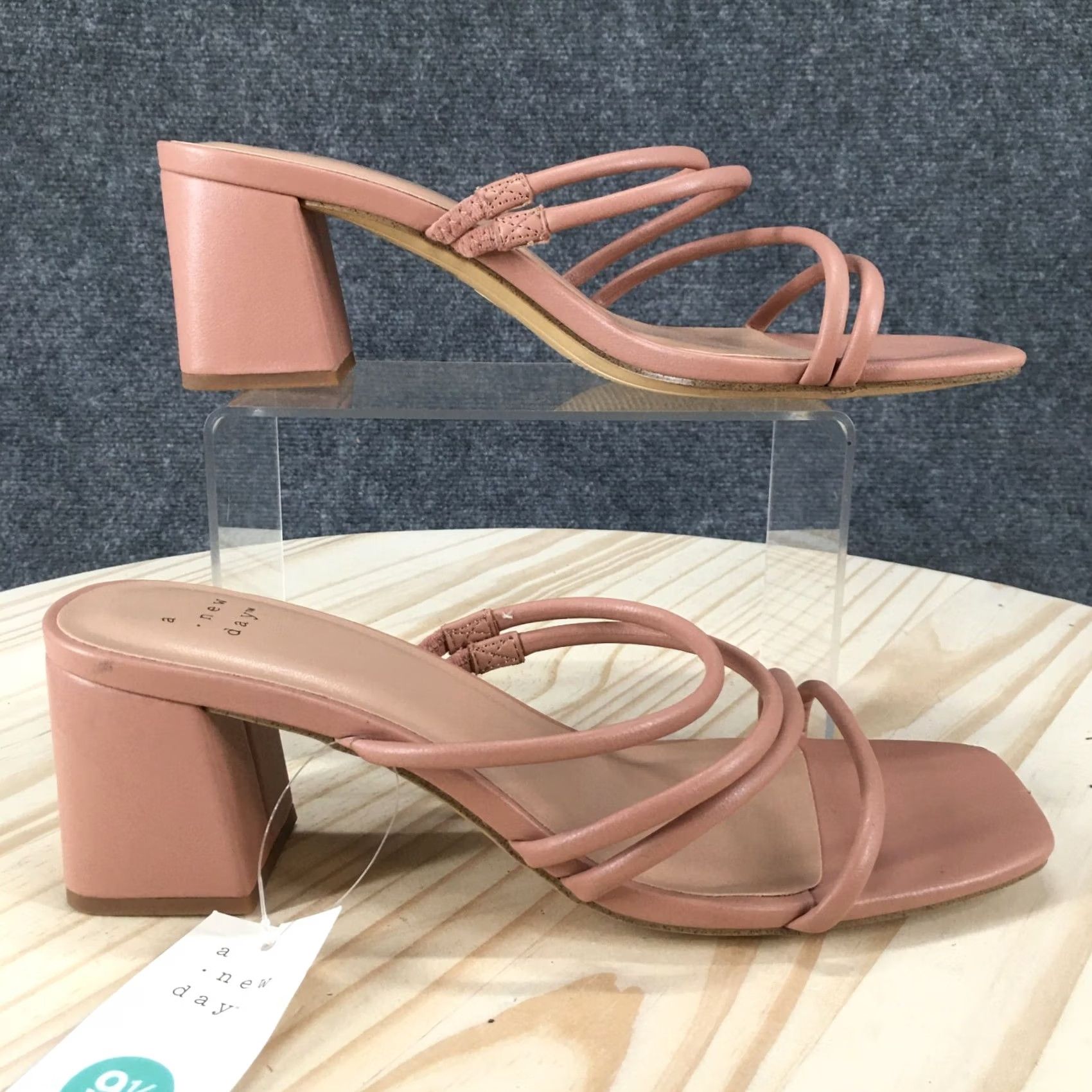 Vintage A New Day Sandals Womens 9.5 W Blakely Mule Slides Pink Faux Leather Block NEW Size US 10 / IT 40 - 2 Thumbnail