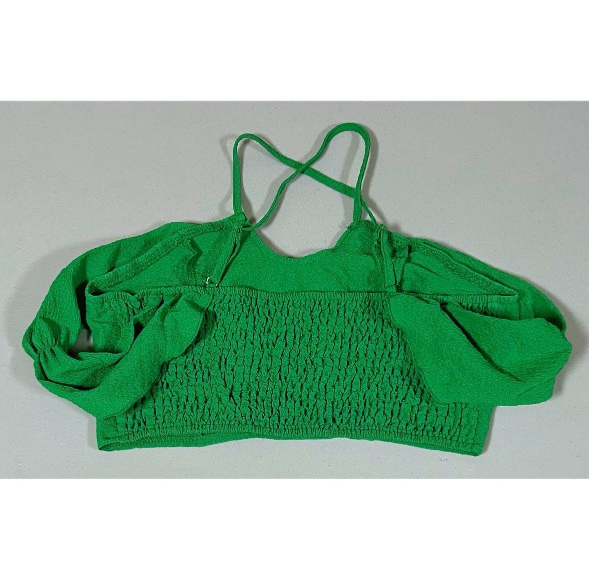 Vintage Green Solid Crop Top Shirt Blouse Size S 💚 #casual #blouse Size S / US 4 / IT 40 - 4 Thumbnail