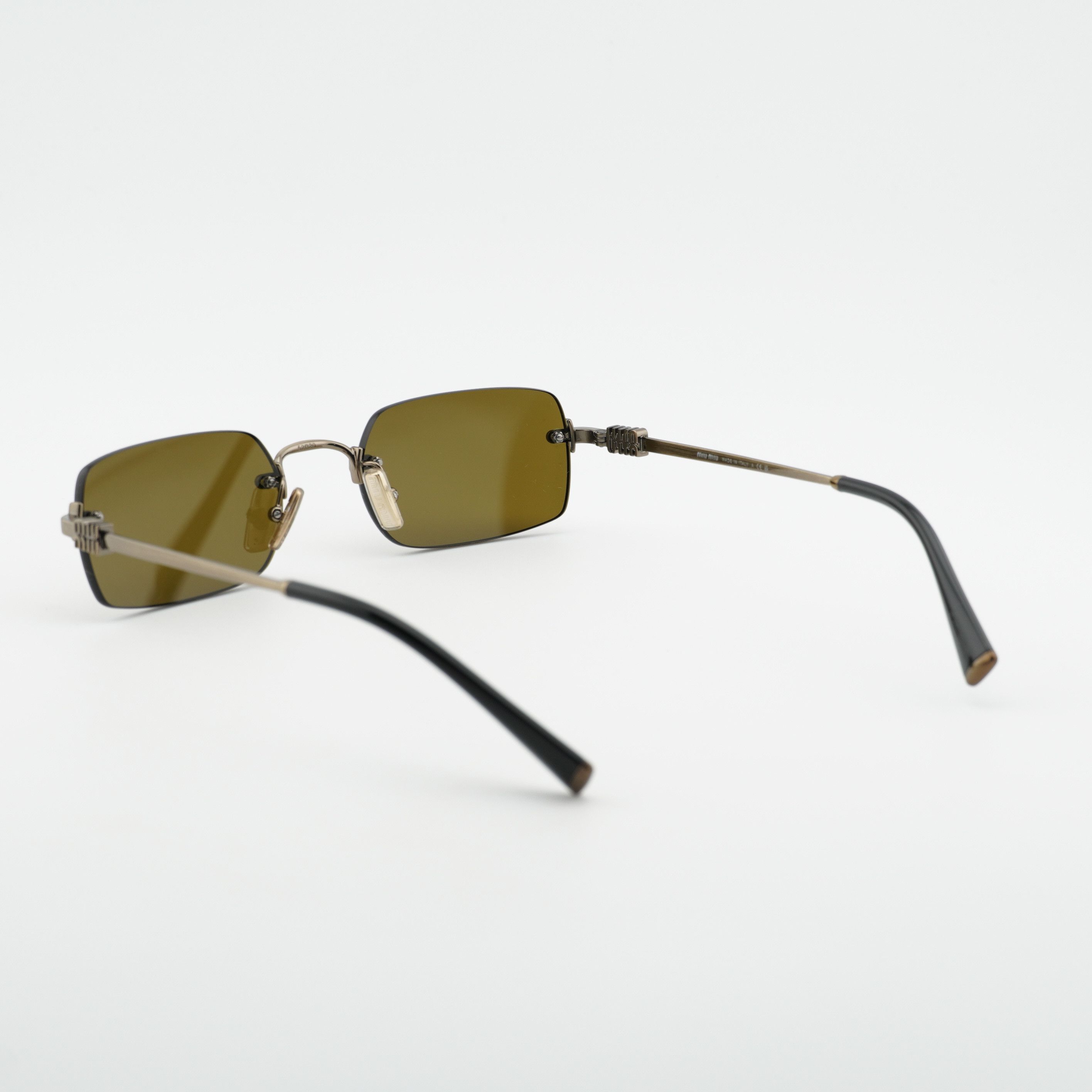 Miu Miu Miu Miu MUB50S 26C09Z Sunglasses Gold Rectangle Frame Size ONE SIZE - 6 Thumbnail