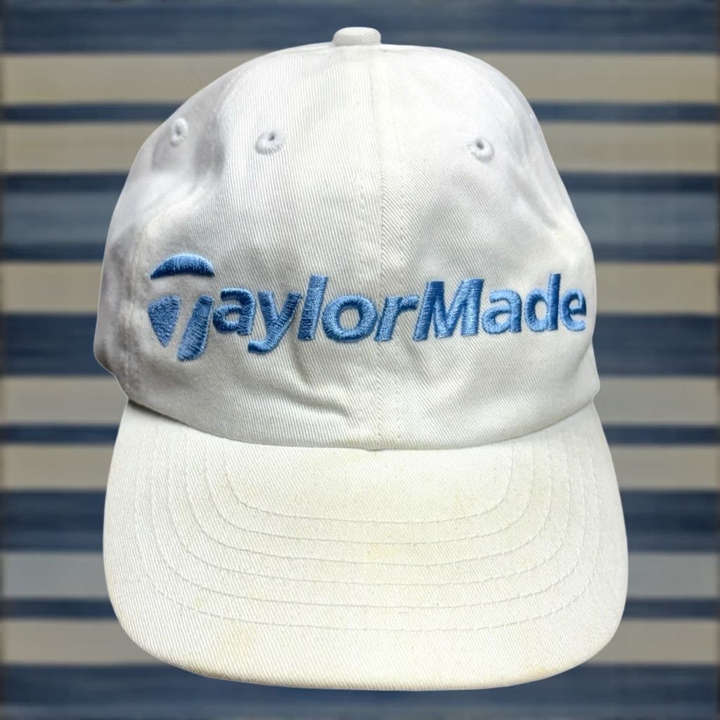 TaylorMade TaylorMade Baseball Cap Hat Adult Adjustable Gray Mens White Blue Decal Golf Canvas Polyester Adjustable Mens Cap Size ONE SIZE - 1 Thumbnail