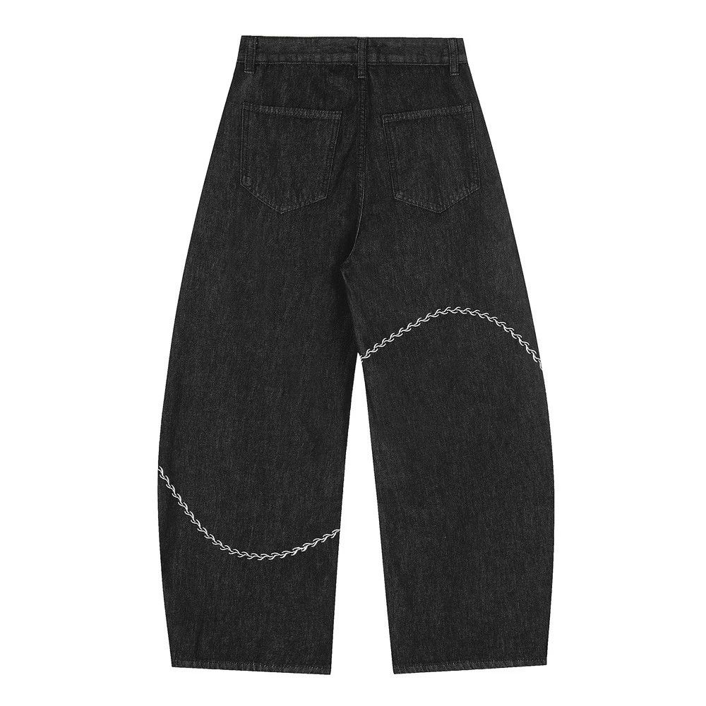Vintage Men's irregular embroidery casual loose scimitar jeans Size US 32 / EU 48 - 2 Thumbnail