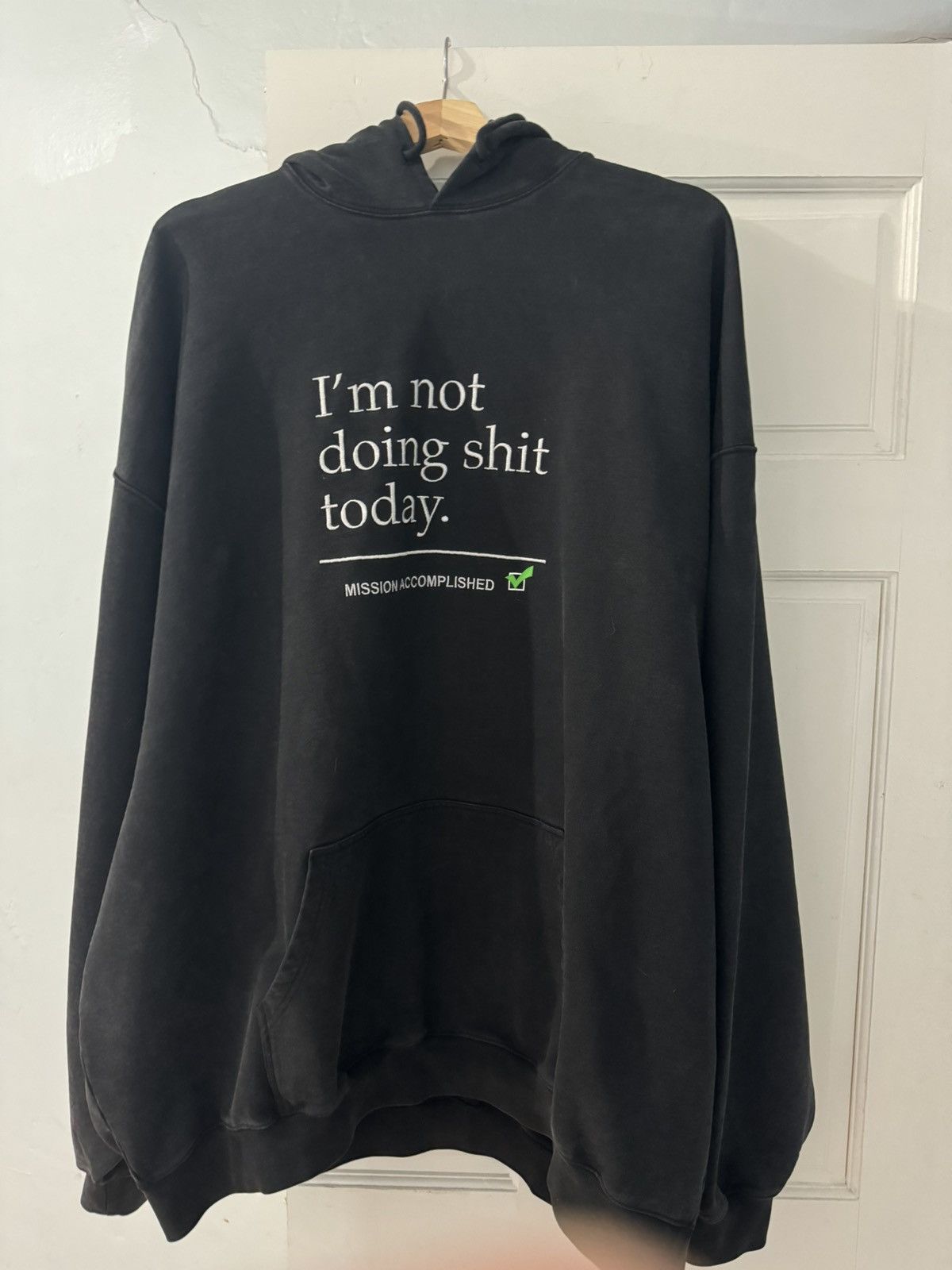 image of Vetements “I’M Not Doing Sh!t Today” Hoodie in Black, Men's (Size Medium)