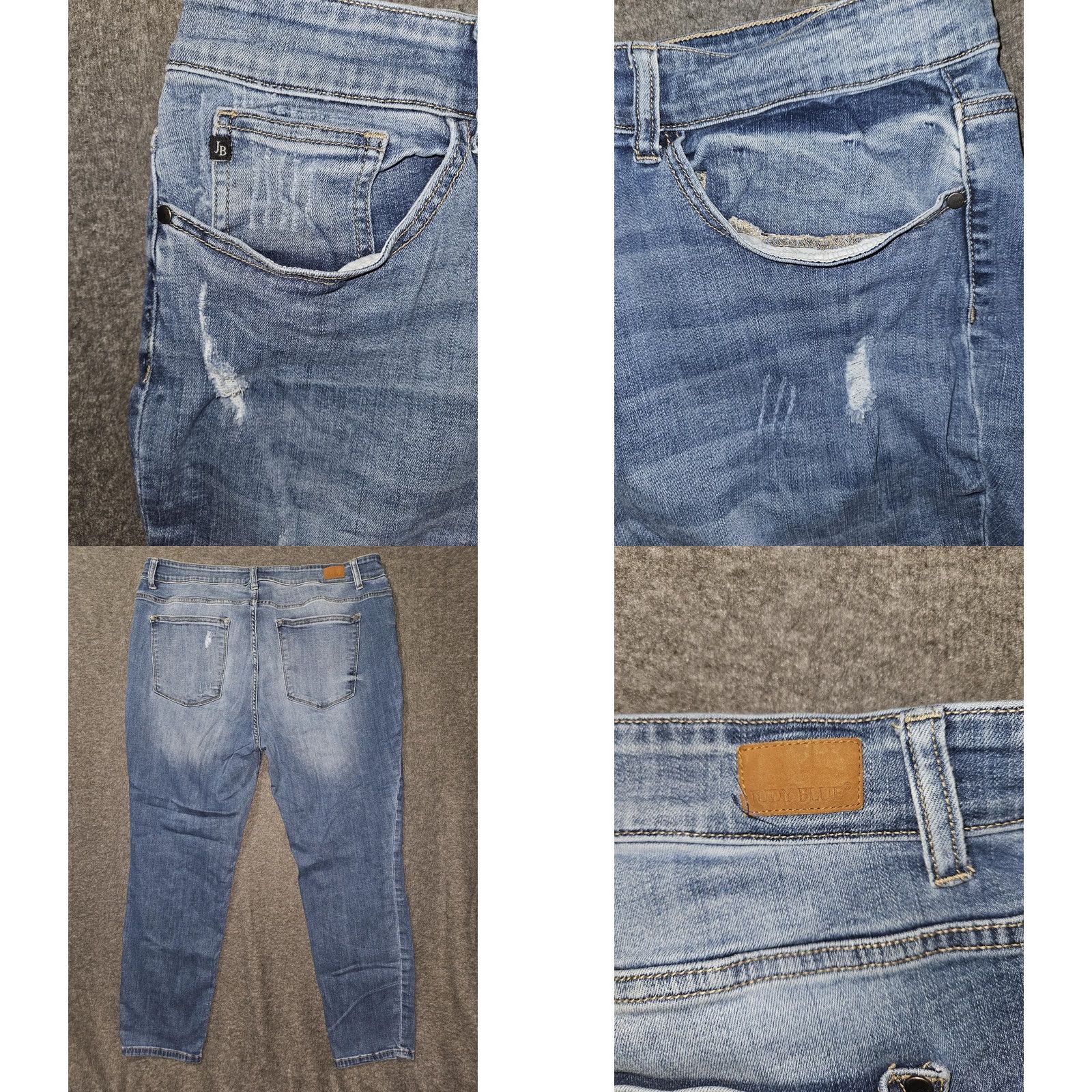 Vintage Judy Blue Jeans Womens 22W High Rise Boyfriend Distressed JB8275MD Size 40" / US 18 - 8 Thumbnail