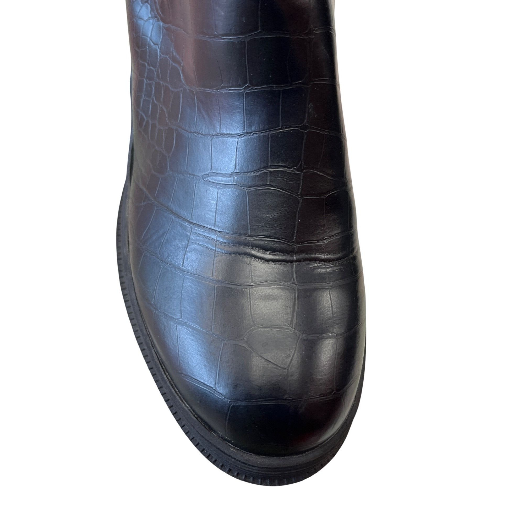 Topshop Topshop Womens Black Croc Embossed Chelsea Boots Sz 7.5 SKU Size US 7.5 / IT 37.5 - 12 Thumbnail