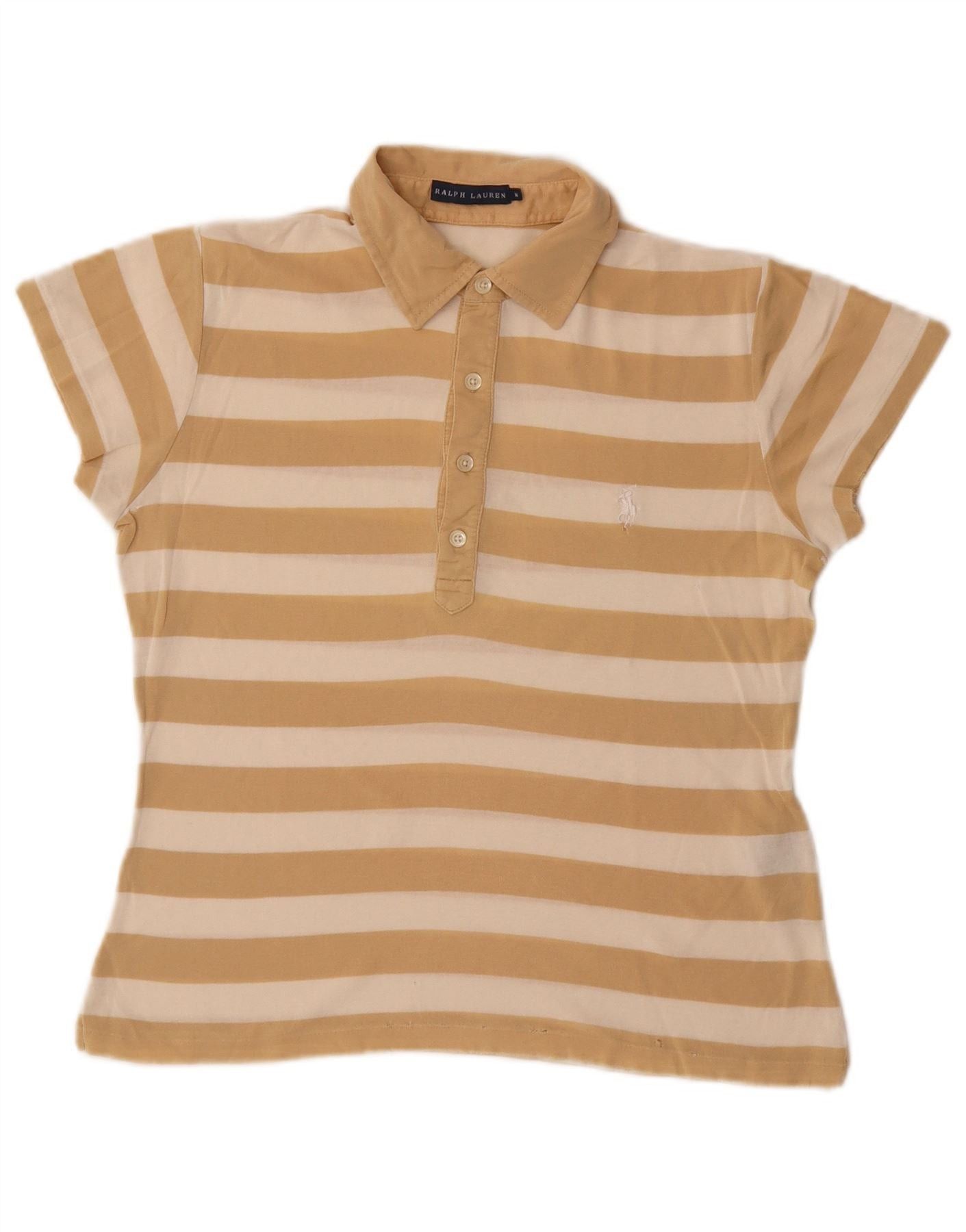 Ralph Lauren Womens Polo Shirt UK 14 Medium Beige Cotton Size M / US 6-8 / IT 42-44 - 1 Thumbnail