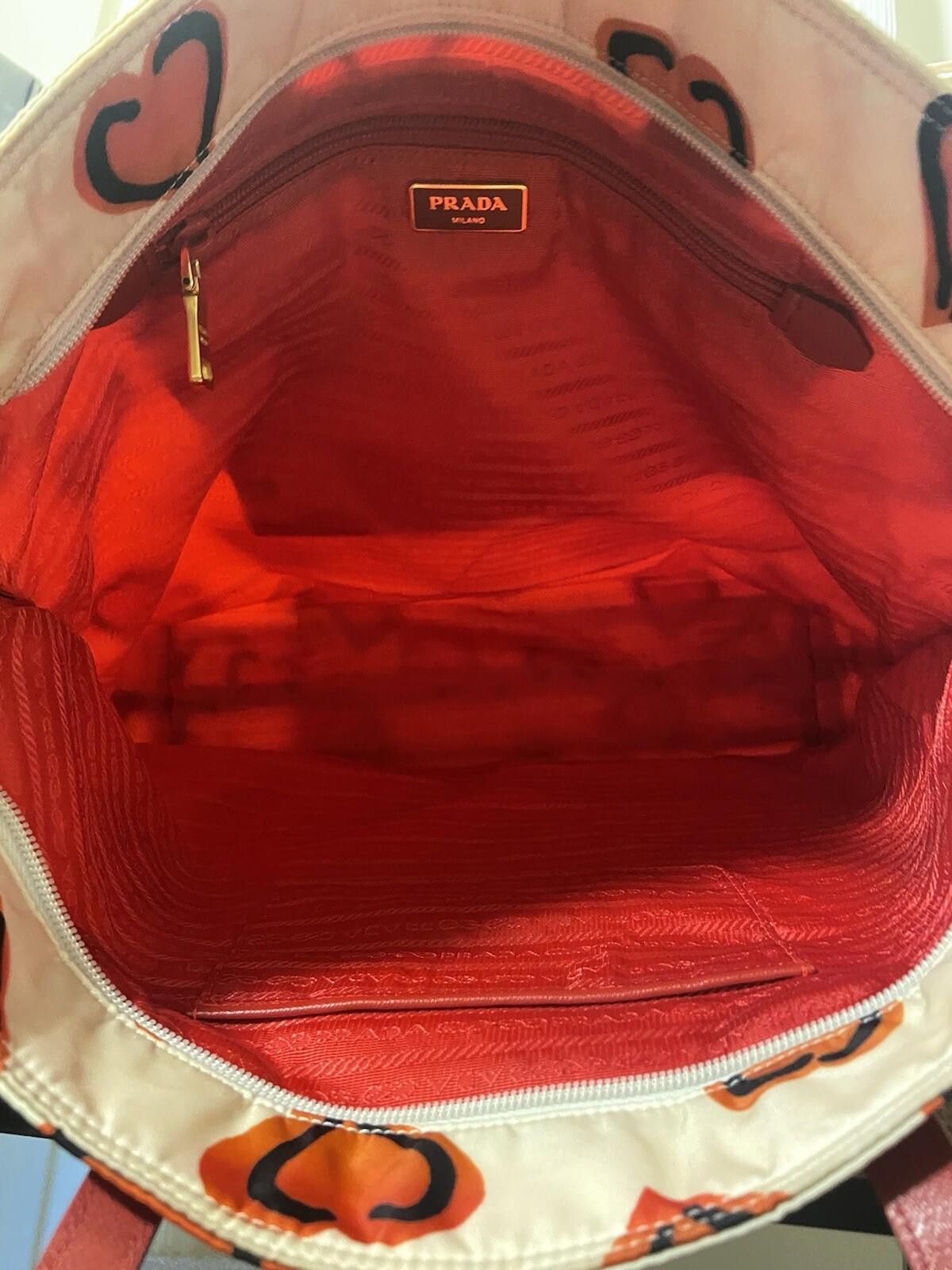 Prada Prada Nylon Saffiano White Red Heart Motif Hand Tote Bag Size ONE SIZE - 11 Thumbnail