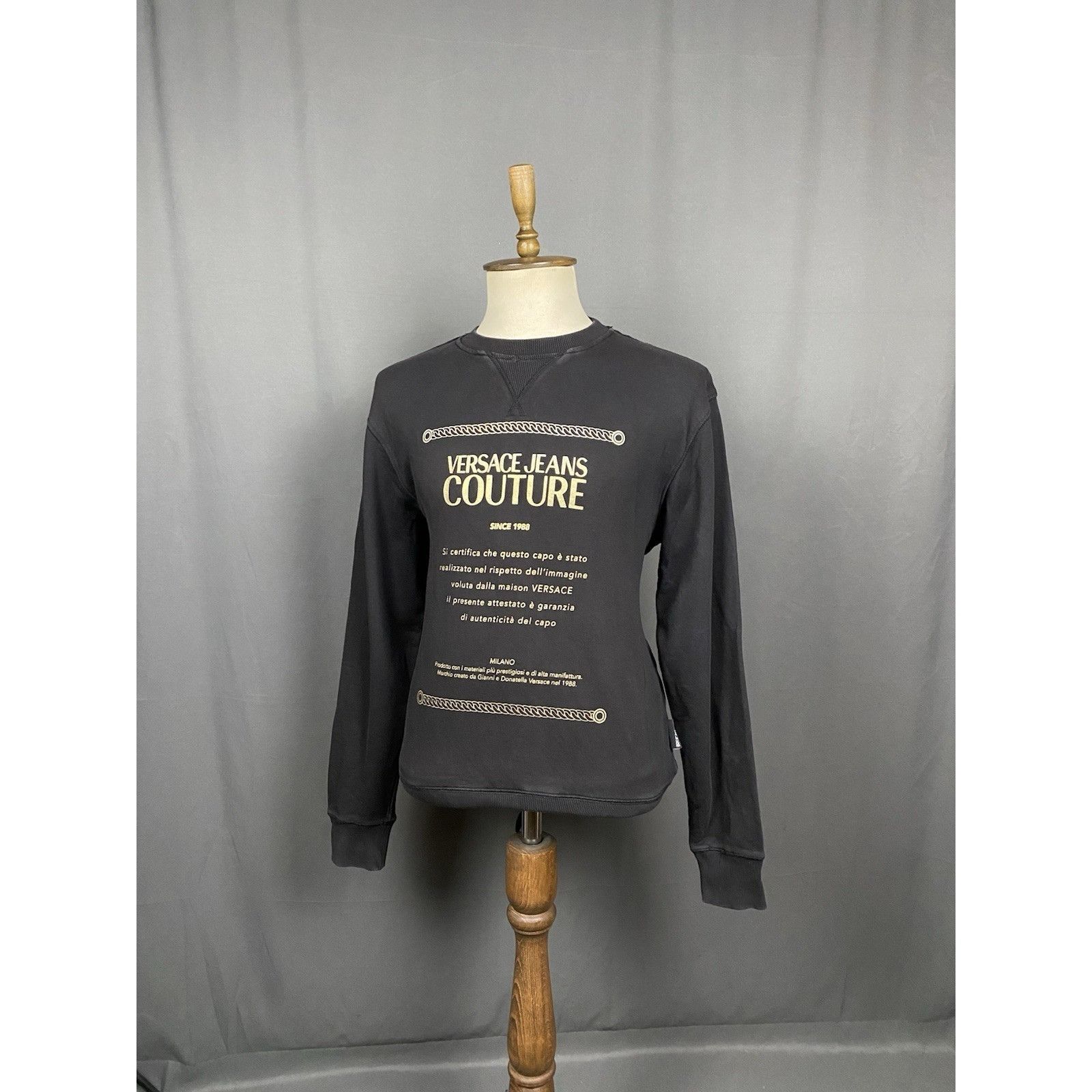 Versace Jeans Couture Versace Jeans Couture Big Logo Men's Black Crewneck Sweater Size US L / EU 52-54 / 3 - 4 Thumbnail