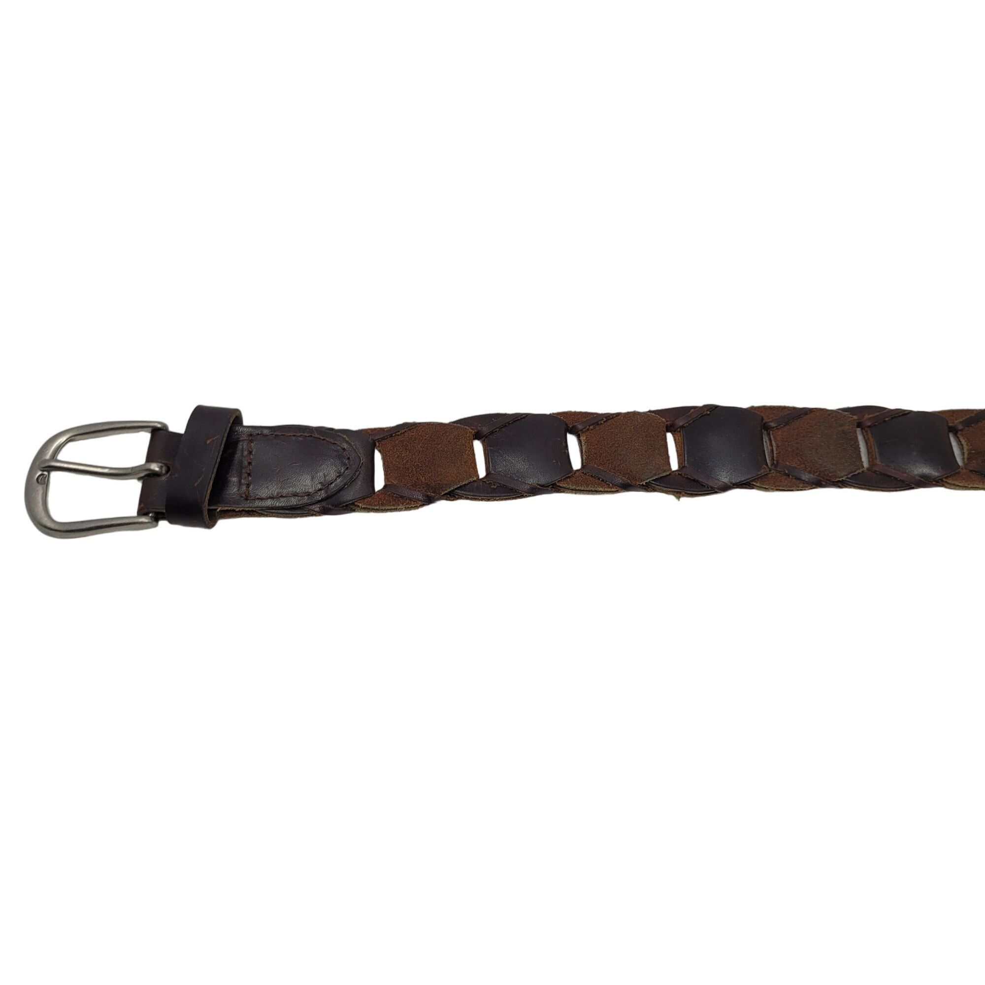 Vintage Vintage Woven Suede Leather Hexagon Pattern Belt 42" Brown W Size 44 - 6 Thumbnail