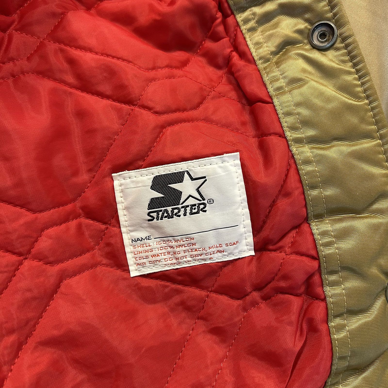 NFL × Starter × Vintage 90s SAN FRANCISCO 49ERS SATIN BOMBER JACKET SPELL OUT Size US L / EU 52-54 / 3 - 7 Thumbnail