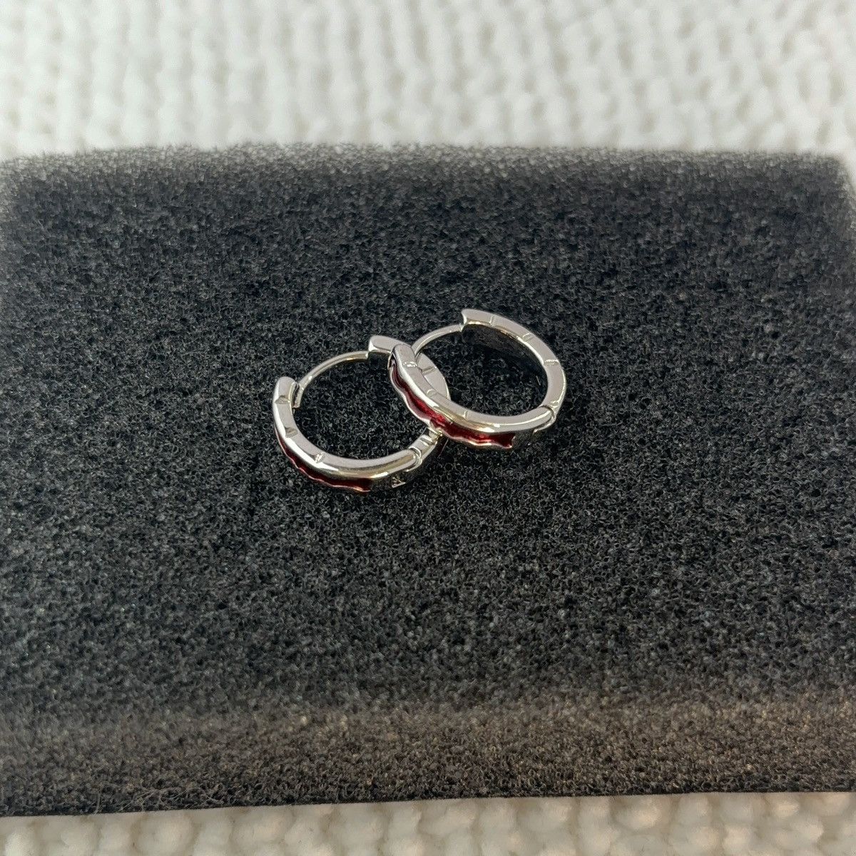 Other Red Stripes Small Hoop Earrings for Men Women Unisex Earring Size ONE SIZE - 3 Thumbnail