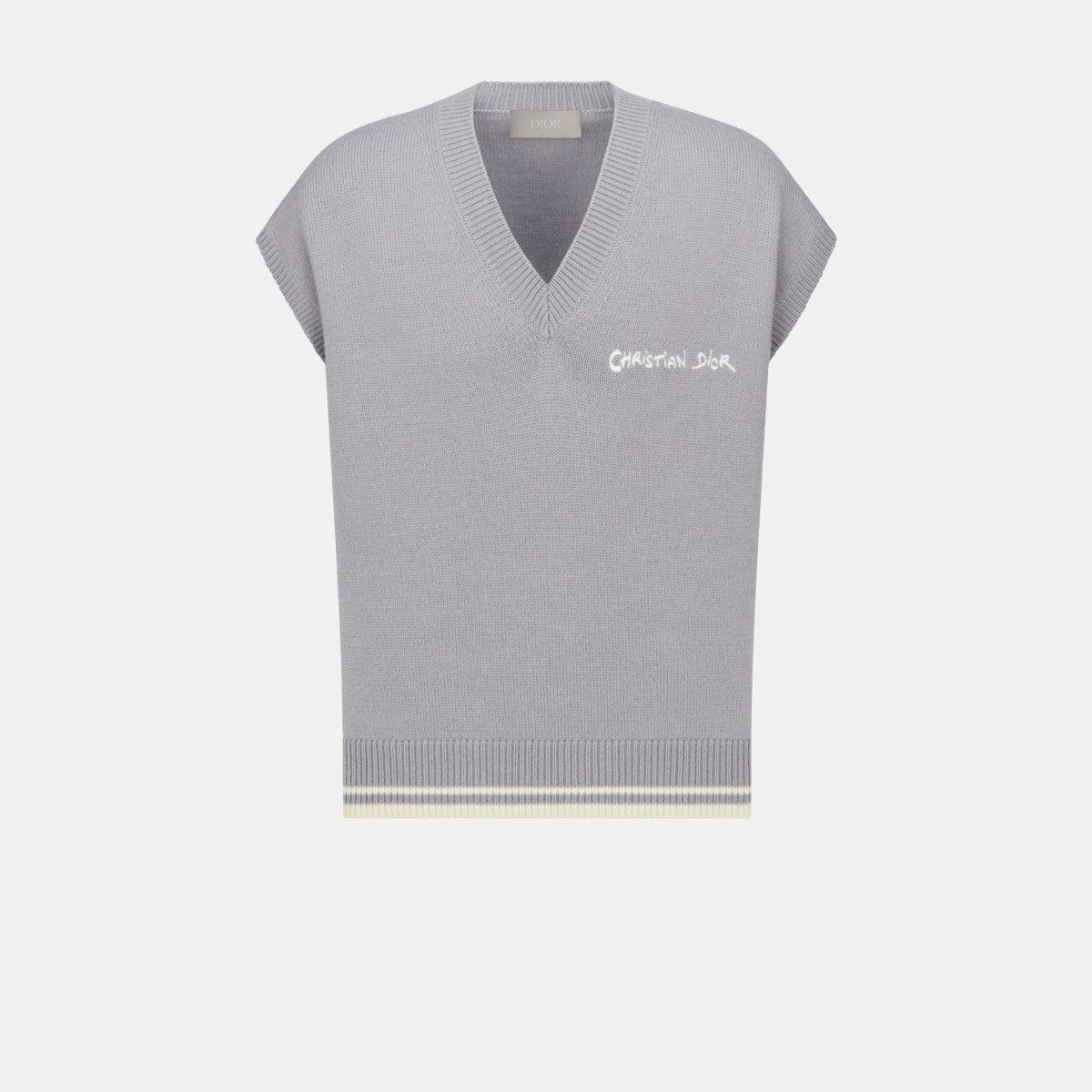 Dior o1bcso1str0226 Tag Sweater Vest in Grey Size US L / EU 52-54 / 3 - 1 Thumbnail