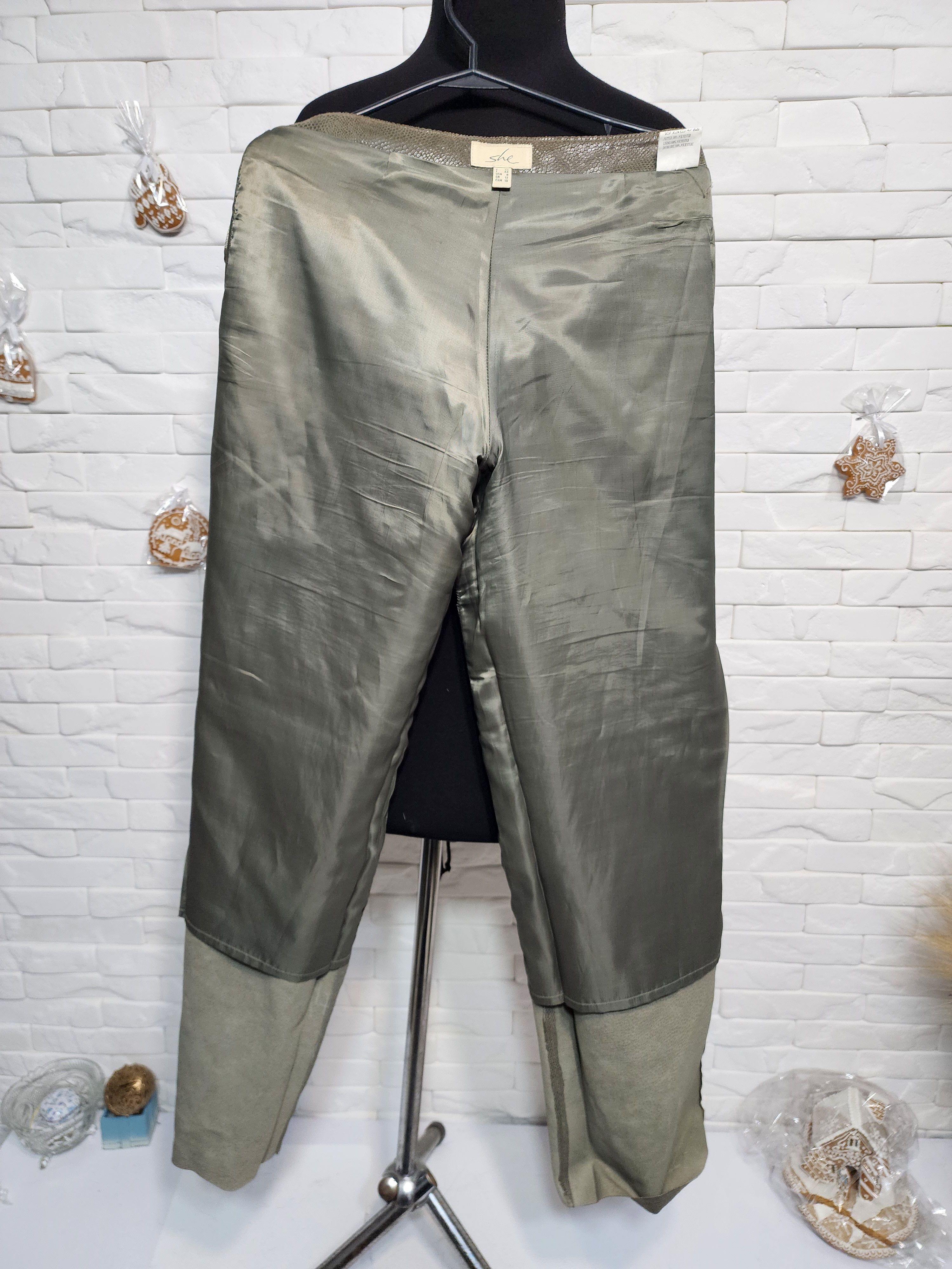 Other Gray Leather Pants: Women's Fitted Genuine Leather Trousers Size 31" - 8 Thumbnail