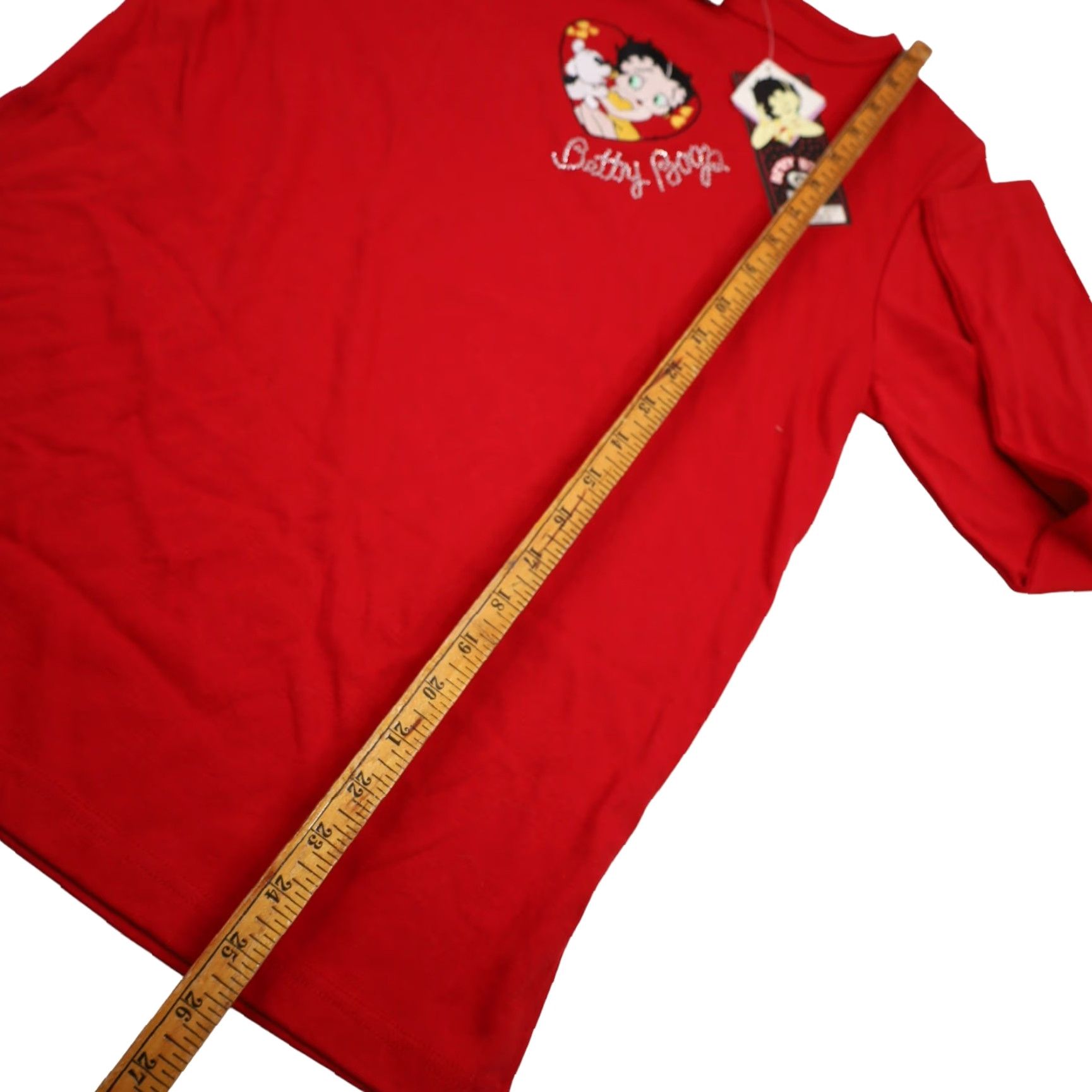 Vintage VINTAGE Betty Boop Womens Small T-Shirt Shirt Embroidered Dog Heart Rhinestone Red NWT 10/10 Size S / US 4 / IT 40 - 7 Thumbnail