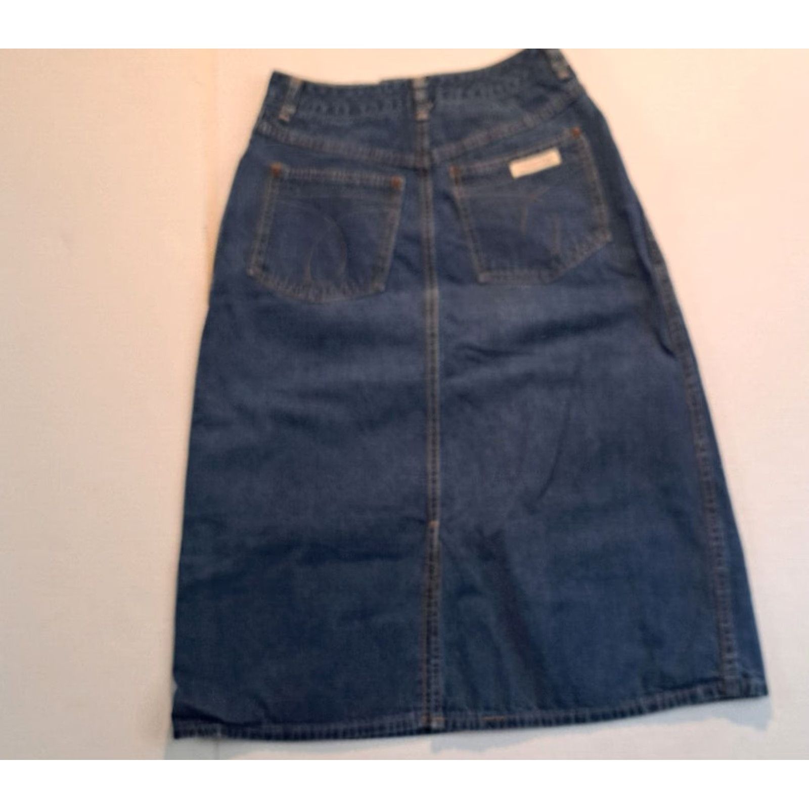 Calvin Klein Calvin Klein Skirt Women Denim Knee Length Flare Blue 6 Small-Medium EUC USA Made Size 28" / US 6 / IT 42 - 8 Thumbnail