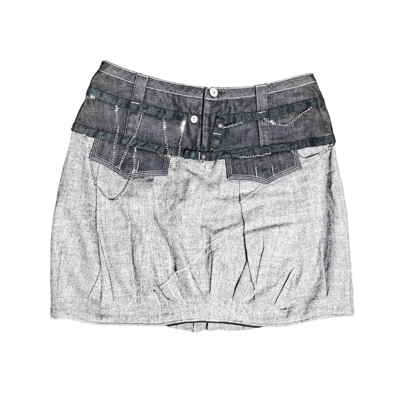 Marithe + Francois Girbaud The MfG Denim Wool Chains Skirt Size 26" / US 2 / IT 38 - 1 Thumbnail
