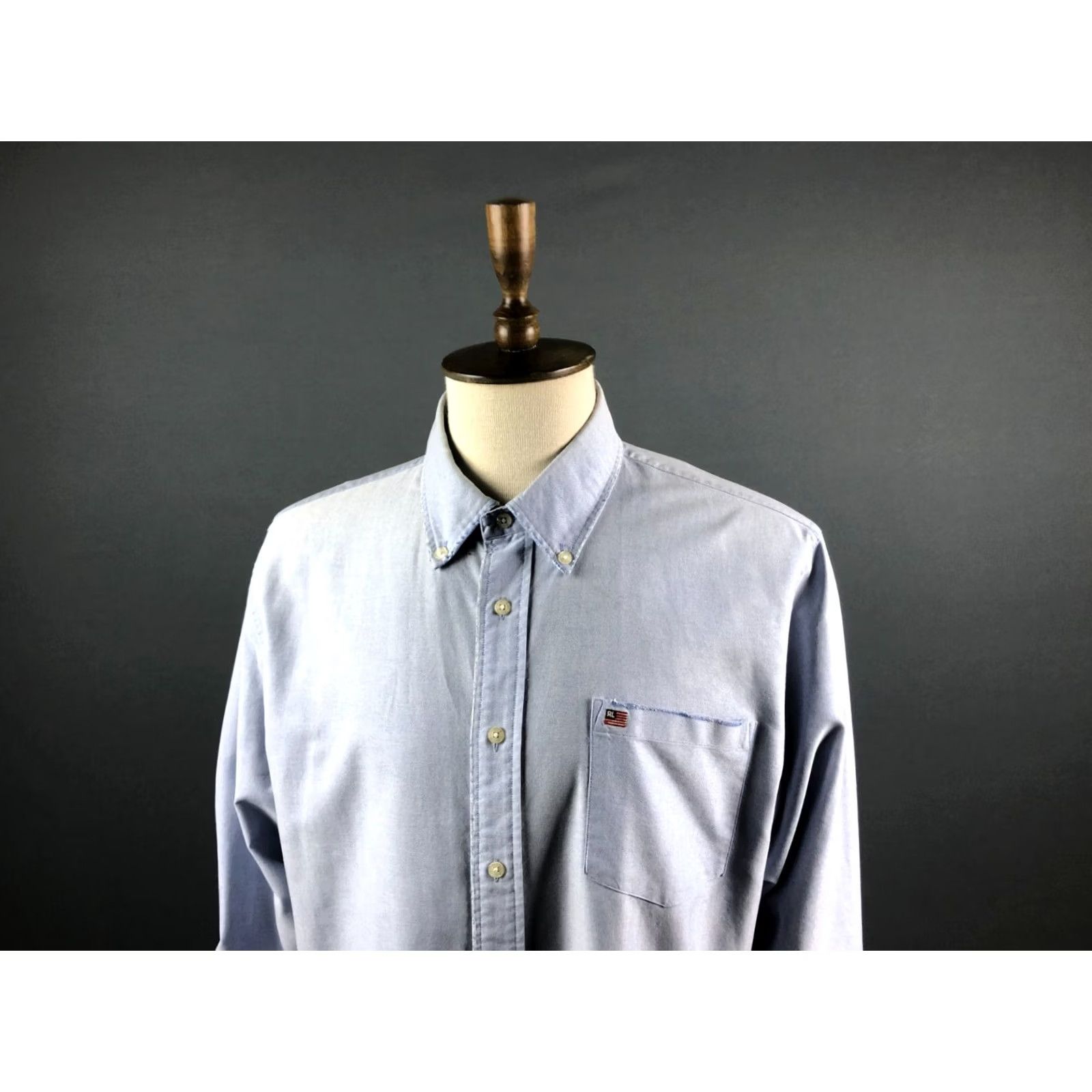 Ralph Lauren Ralph Lauren Jeans Company Shirt Men XL Cotton Blue USA Flag Button-Down Collared Long Sleeve with Left Chest Pocket Logo Size US XL / EU 56 / 4 - 4 Thumbnail