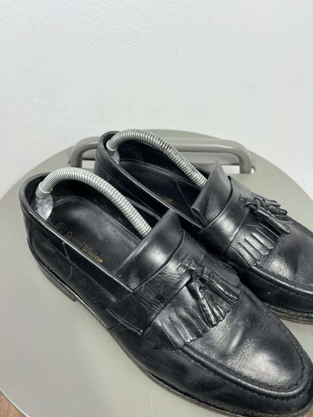 Other Samuel Windsor Black Leather Tassel Loafers Dress Shoes US 8 Size US 8.5 / EU 41-42 - 4 Thumbnail