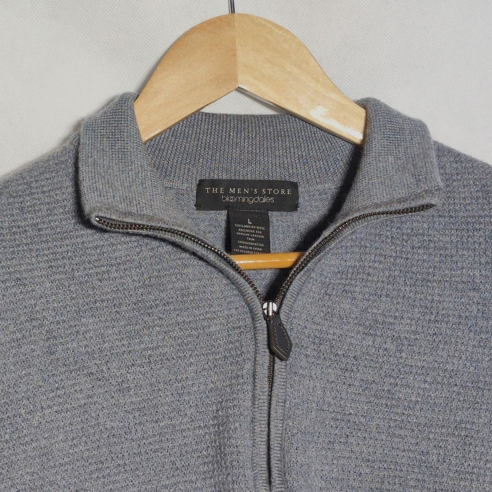 The Men's Store Bloomingdales The Men's Store Merino Wool Sz L Gray Zip-Up Size US L / EU 52-54 / 3 - 2 Thumbnail