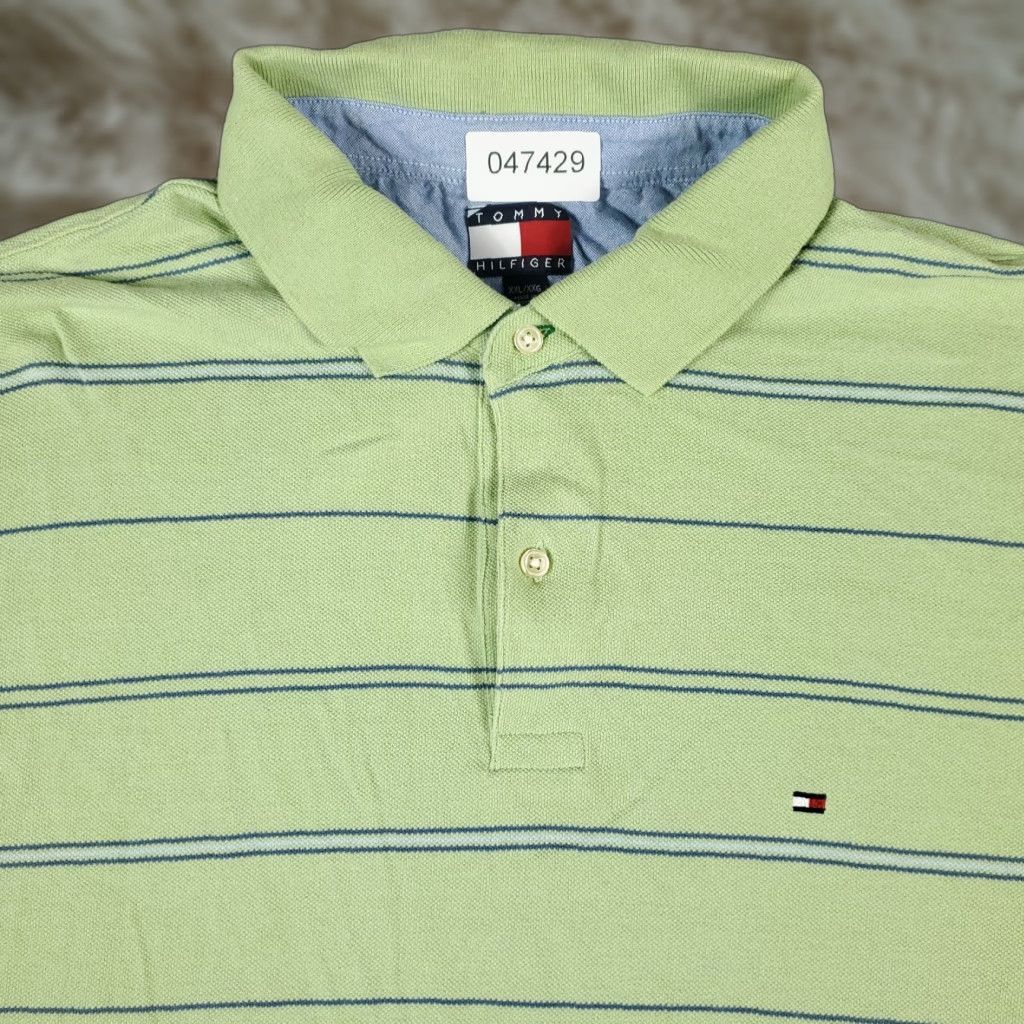 Tommy Hilfiger VINTAGE Tommy Hilfiger Polo Shirt Mens 2XL Green Striped Short Sleeve Polo Mens Green Striped Casual Short Sleeve 2XL Mens Size US XXL / EU 58 / 5 - 1 Thumbnail