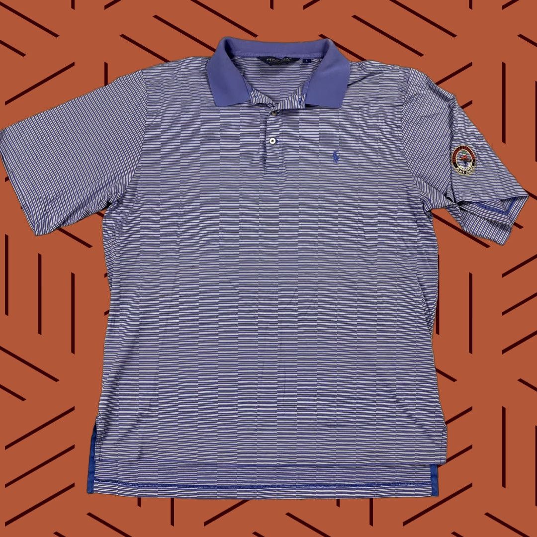 Polo Ralph Lauren VINTAGE POLO GOLF RALPH LAUREN EMBROIDERED STRIPED POLO SHIRT MENS L LIGHT BLUE LAVENDER GOLF Size US L / EU 52-54 / 3 - 1 Thumbnail