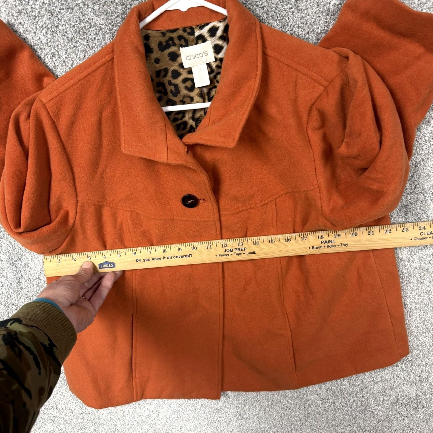 Vintage Chico's Jacket size 2 Orange Leopard Lined 3/4 Sleeve Single-Breasted Button Office Casual Womens Vintage No Size XS / US 0-2 / IT 36-38 - 4 Thumbnail