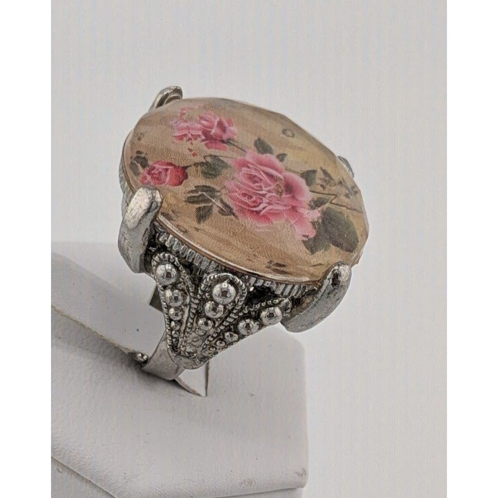 Other Vintage Cottagecore Floral Statement Ring With Prismatic Shi Size ONE SIZE - 7 Thumbnail
