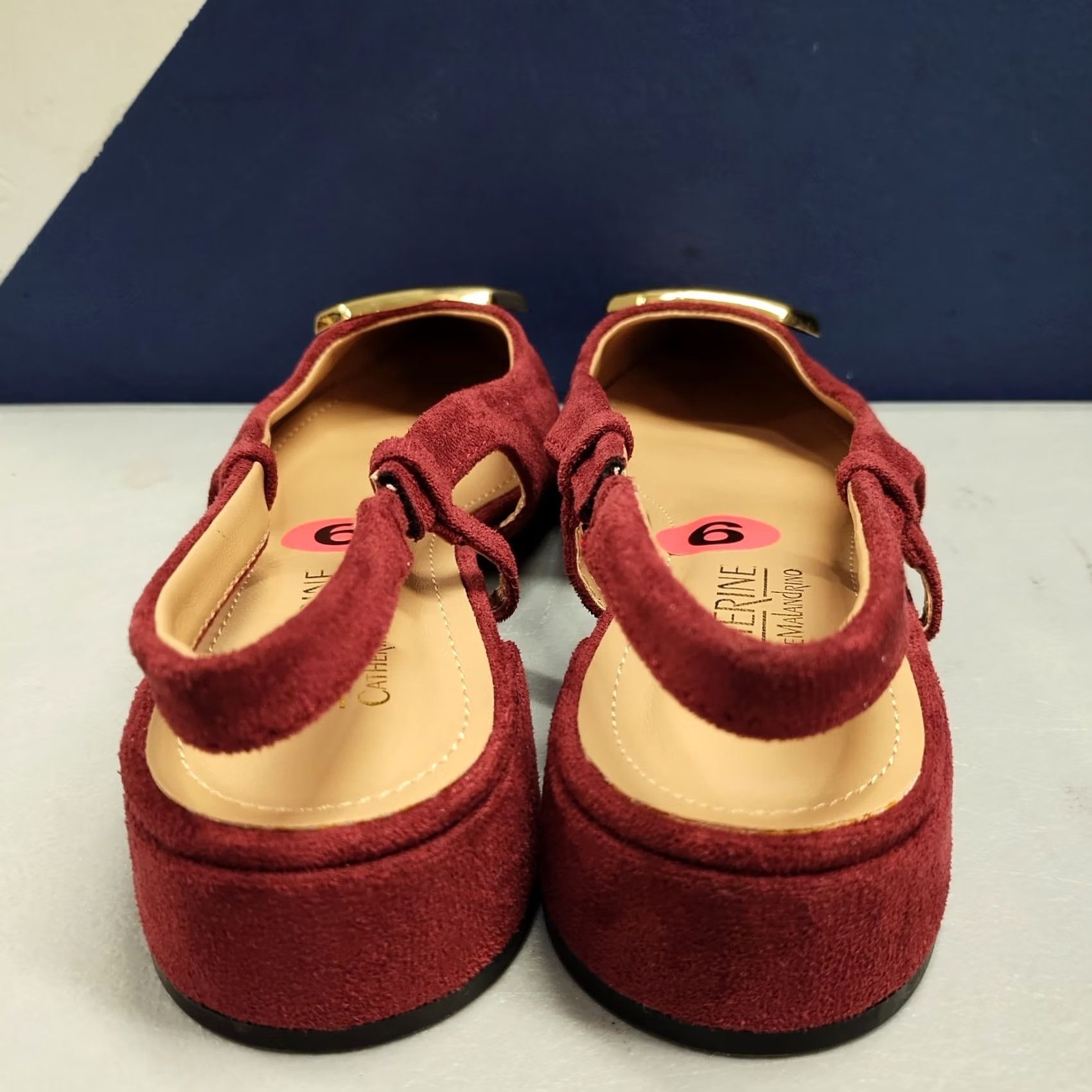 Vintage Catherine Malandrino Slingback Flats Womens Size 6 Red Gold Pointed Toe Slip On Womens Shoes Size US 6 / IT 36 - 5 Thumbnail